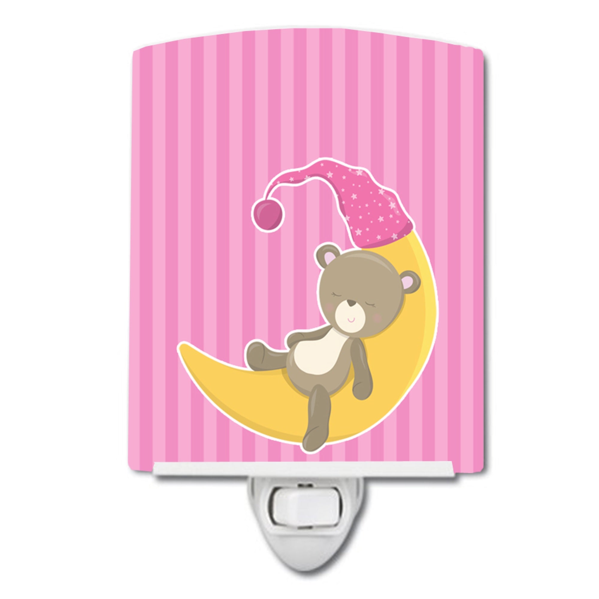  inchCarolines Treasures Baby Girl Bear Ceramic Night Light, Moon, Pink, 6 inch inch x 4 inch inch inch