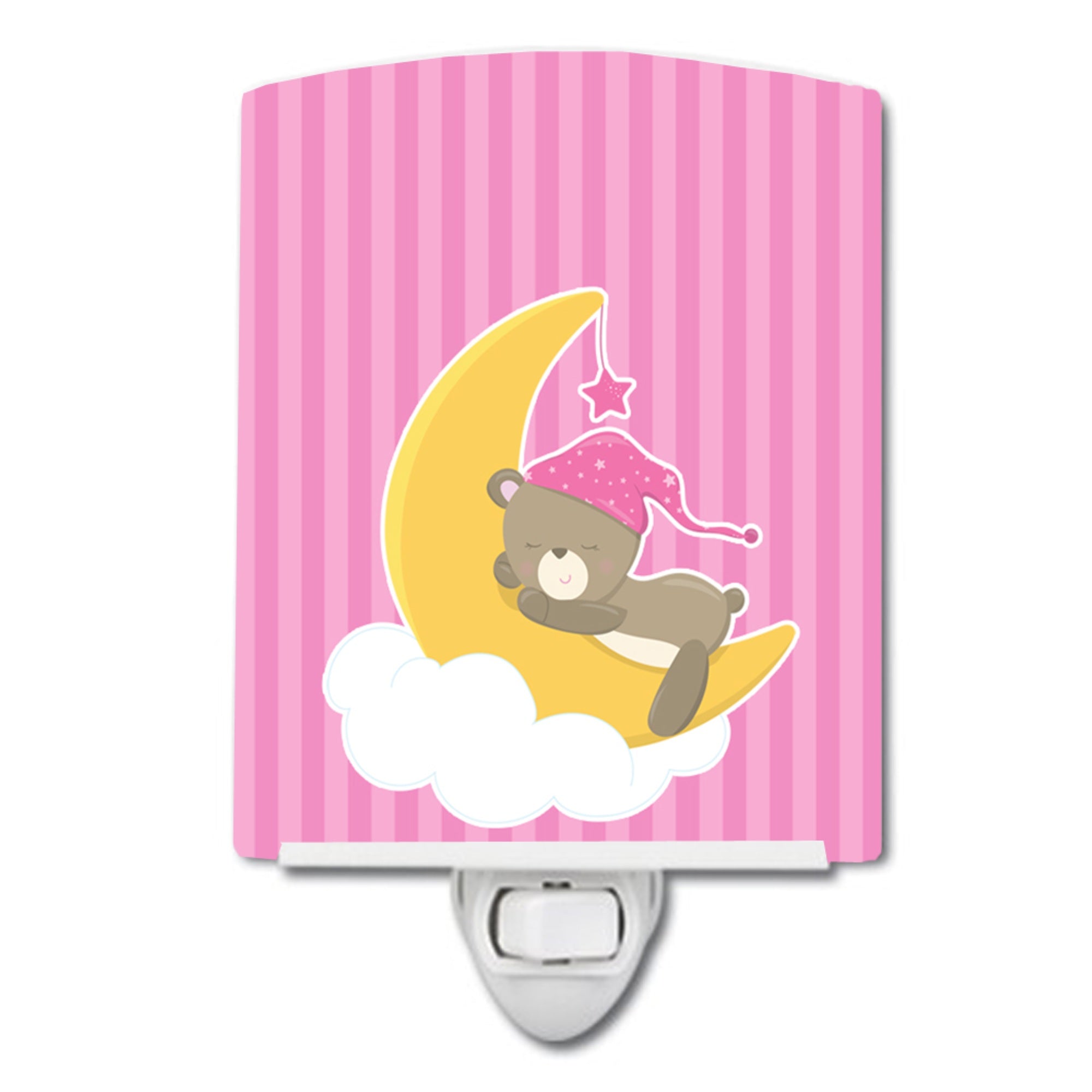  inchCarolines Treasures Baby Girl Bear Ceramic Night Light, Sleeping, Pink, 6 inch inch x 4 inch inch inch