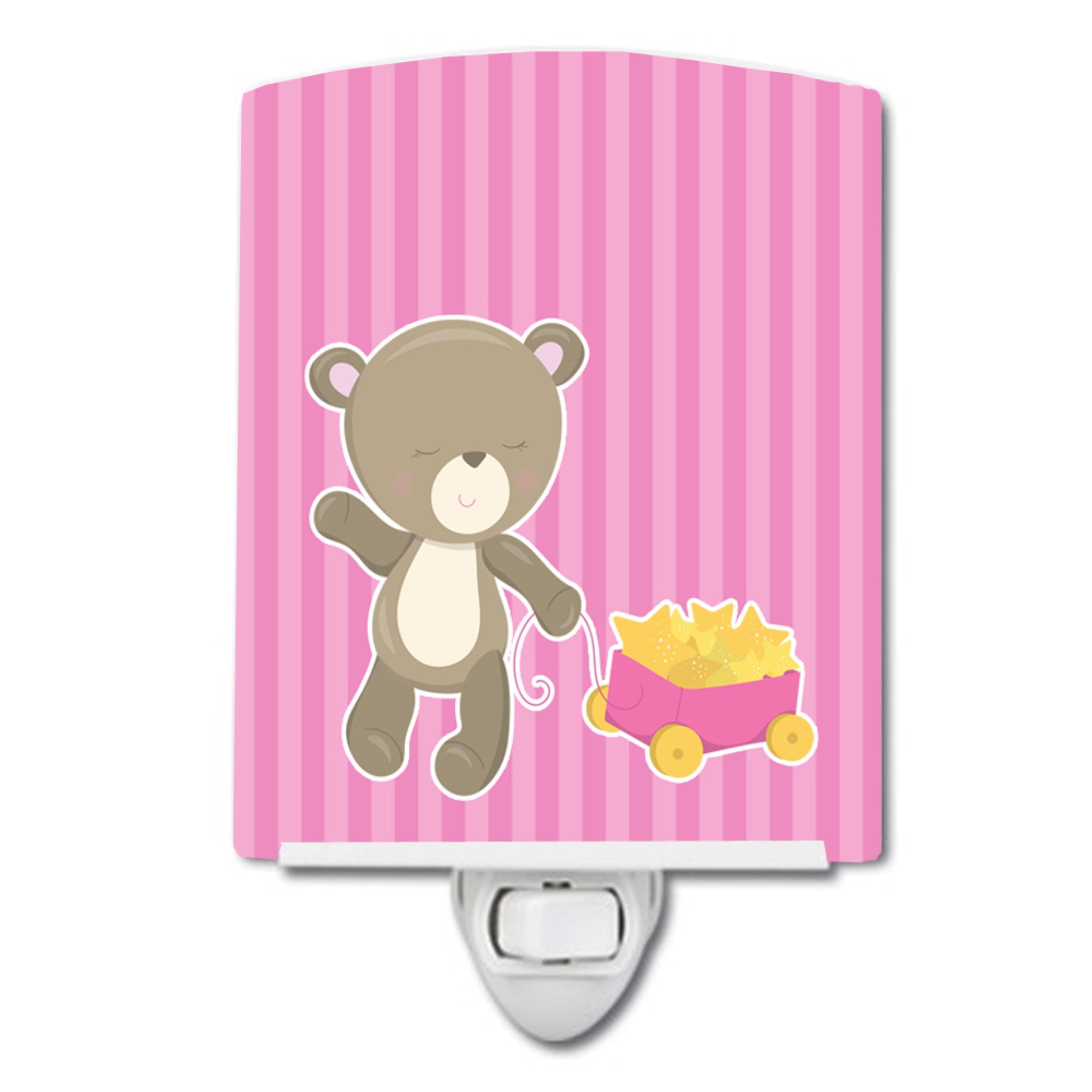  inchCarolines Treasures Baby Girl Bear Ceramic Night Light, Wagon, Pink, 6 inch inch x 4 inch inch inch