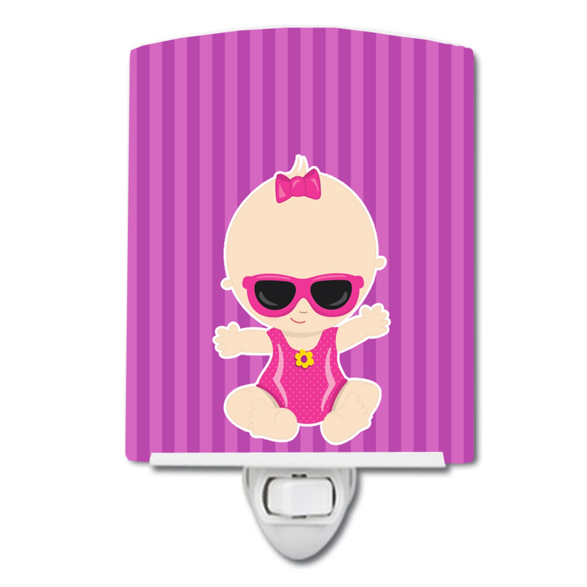  inchCarolines Treasures Beach Baby Girl Ceramic Night Light, Sunglasses Sarah, Purple, 6 inch inch x 4 inch inch inch