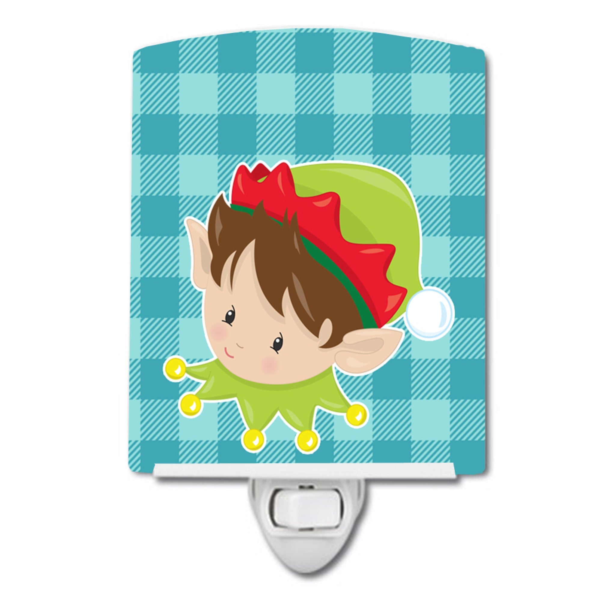  inchCarolines Treasures Christmas Brunette Ceramic Night Light, Boy Elf, Green, 6 inch inch x 4 inch inch inch