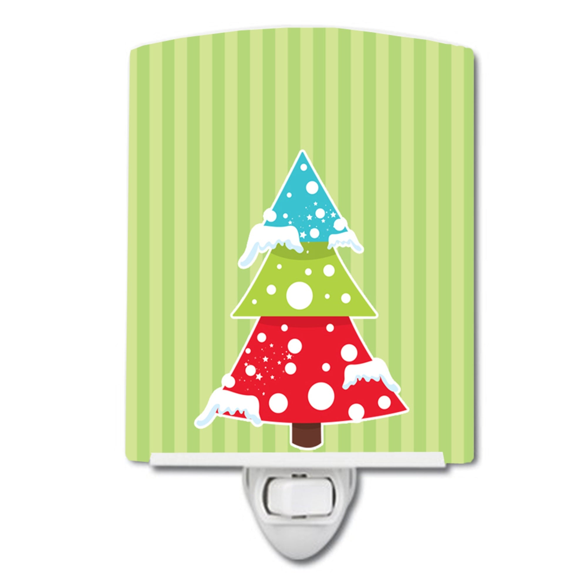  inchCarolines Treasures Merry Christmas Ceramic Night Light, Tree and Stripes, Green, 6 inch inch x 4 inch inch inch
