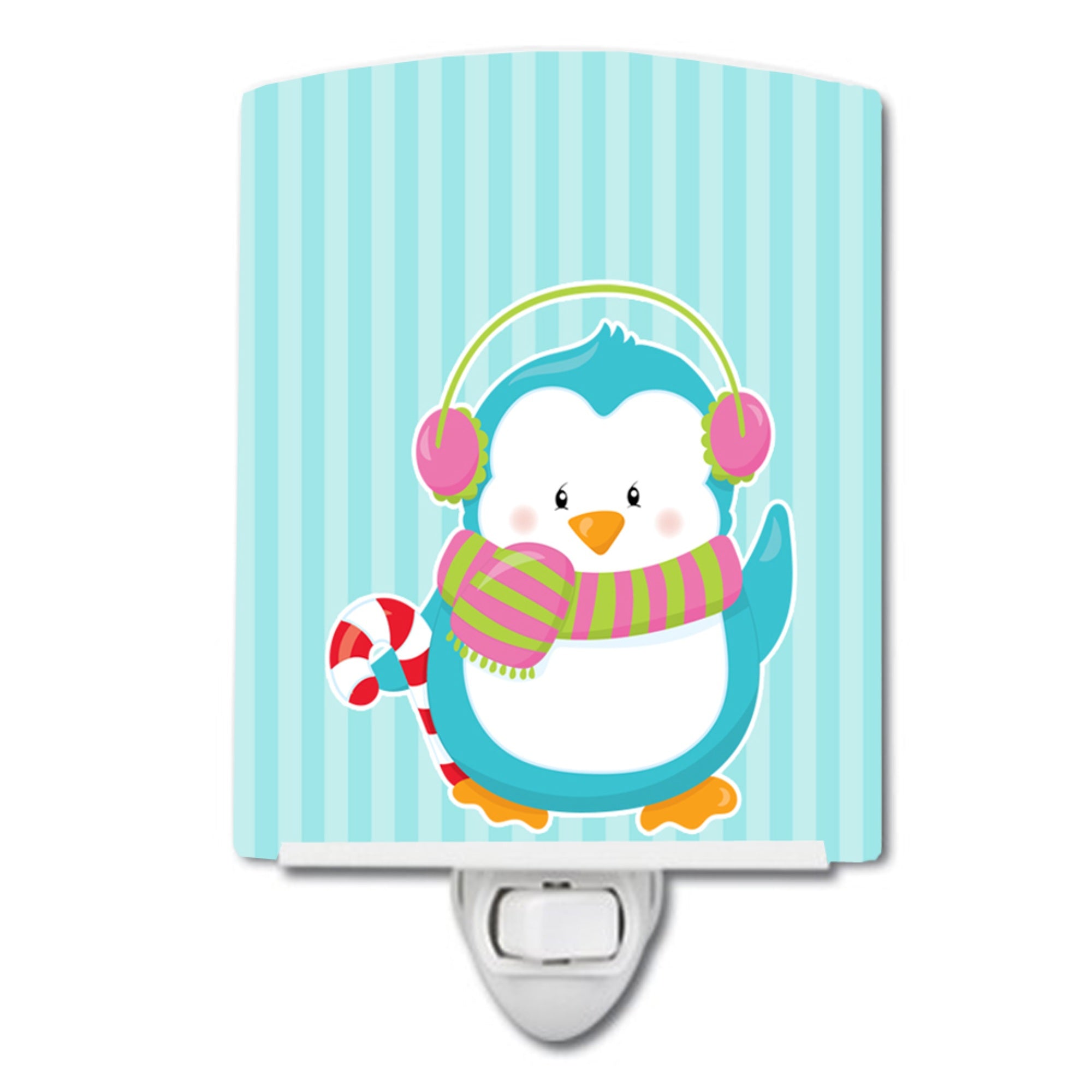 inchCarolines Treasures Christmas Ceramic Night Light, Penguin and Stripes, Blue, 6 inch inch x 4 inch inch inch