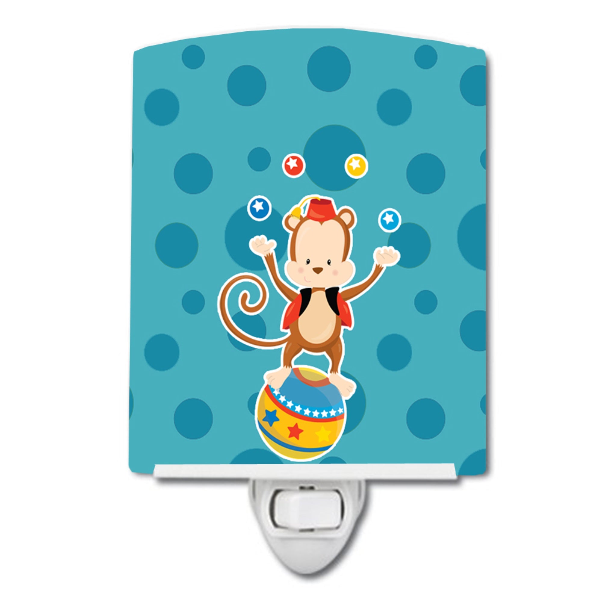  inchCarolines Treasures Circus Monkey Ceramic Night Light, Blue, 6 inch inch x 4 inch inch inch