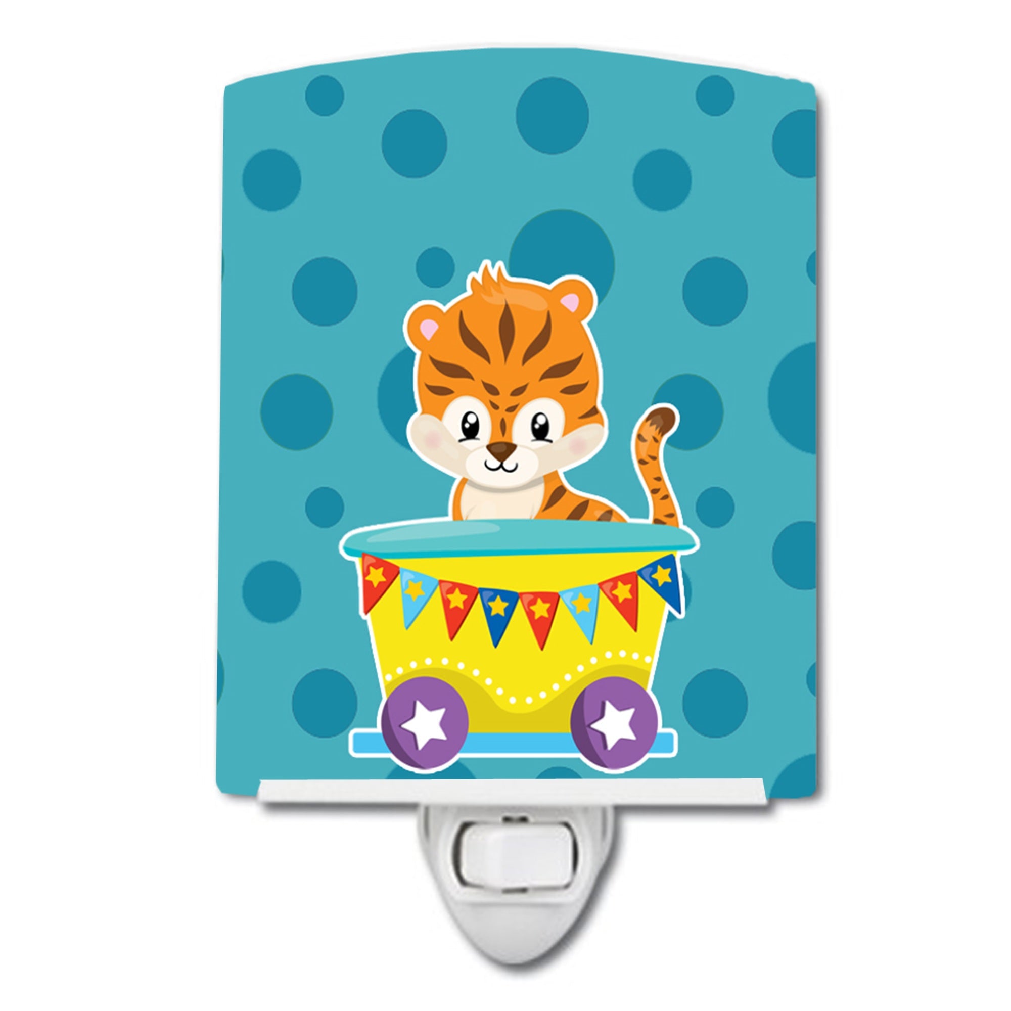  inchCarolines Treasures Circus Ceramic Night Light, Tiger Train Car, Blue, 6 inch inch x 4 inch inch inch