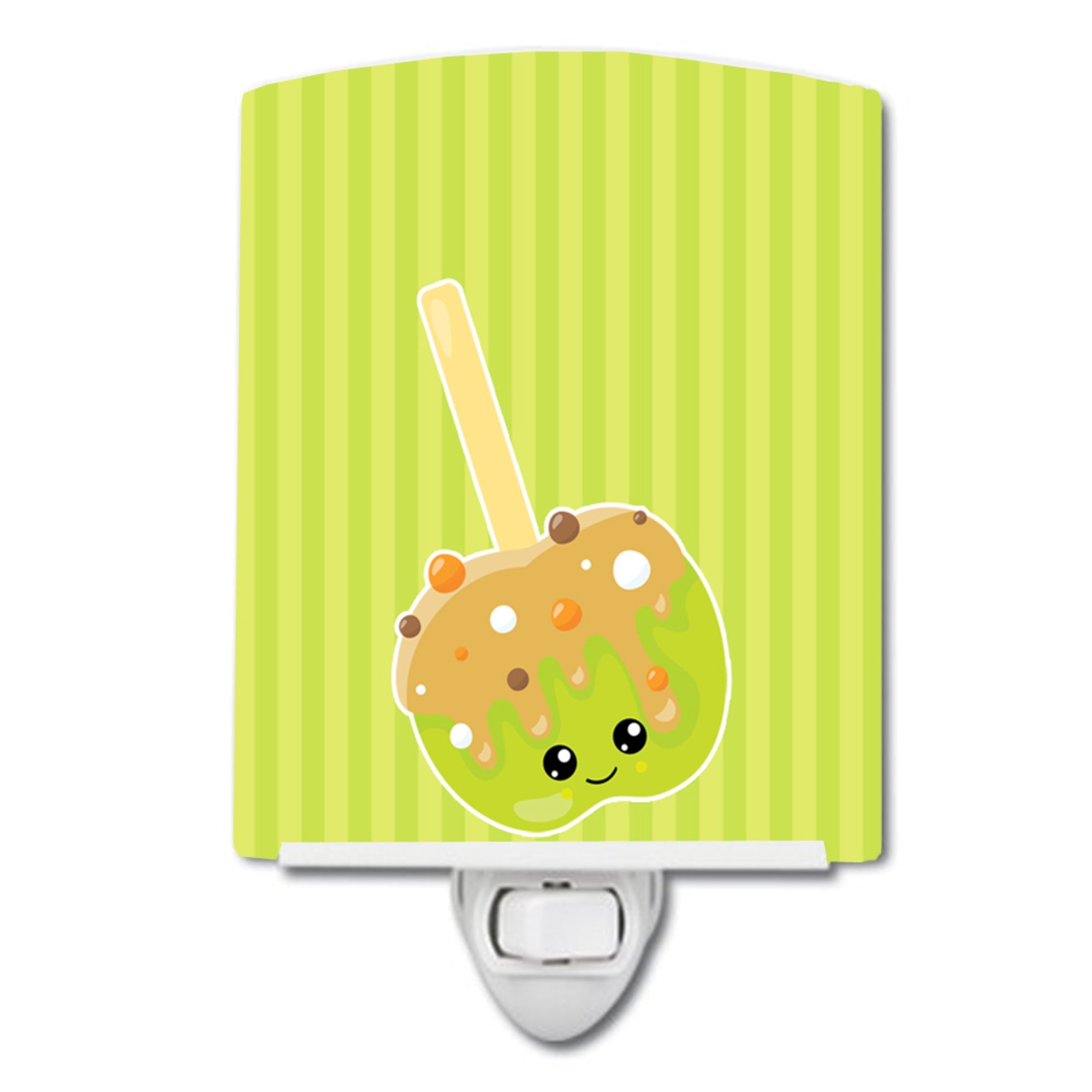  inchCarolines Treasures Fall Ceramic Night Light, Carmel Apple, Green, 6 inch inch x 4 inch inch inch