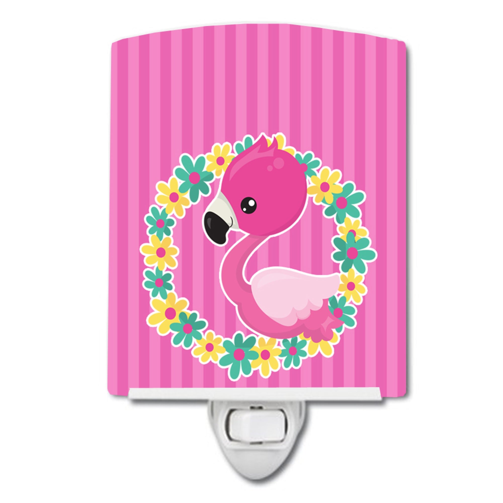  inchCarolines Treasures Flamingo Ceramic Night Light, Flower Wreath, Pink, 6 inch inch x 4 inch inch inch
