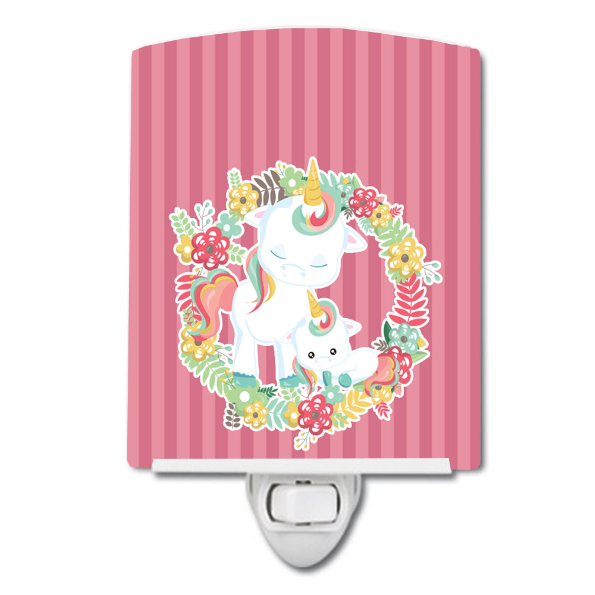  inchCarolines Treasures Unicorn Ceramic Night Light, Flowers, Pink, 6 inch inch x 4 inch inch inch