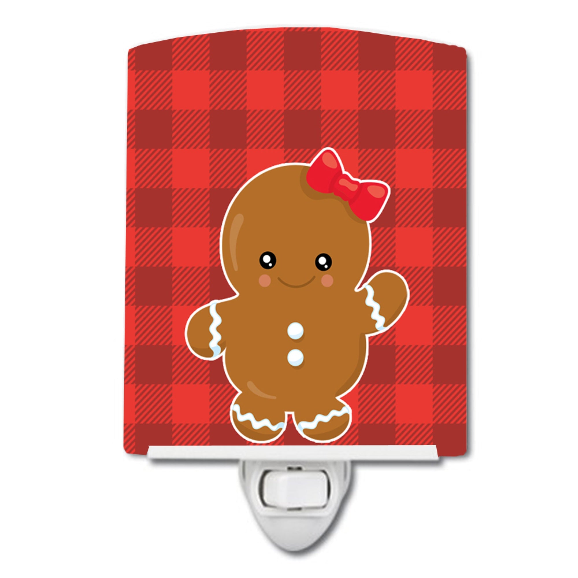  inchCarolines Treasures Christmas Gingerbread Ceramic Night Light, Girl, Red, 6 inch inch x 4 inch inch inch
