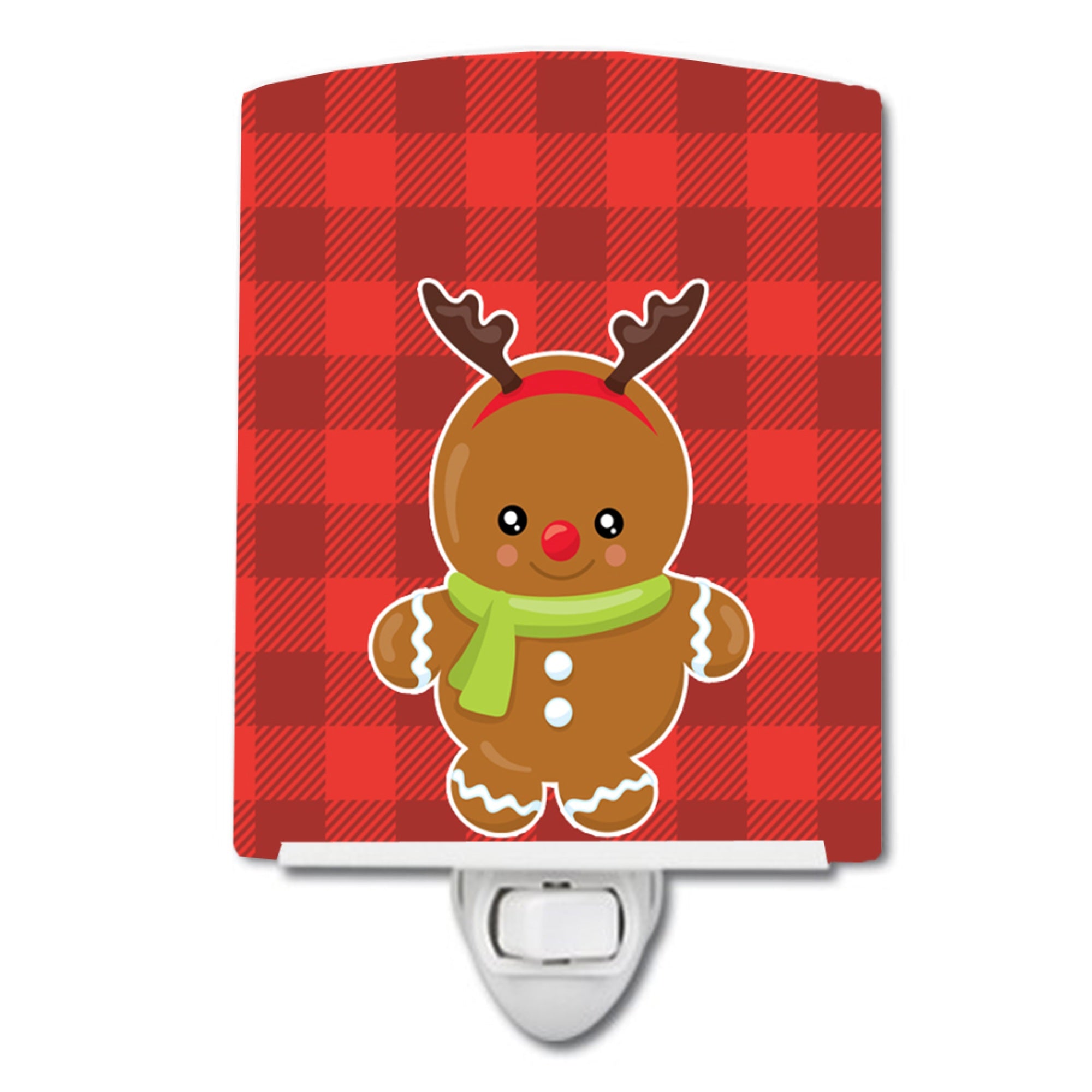  inchCarolines Treasures Christmas Gingerbread Ceramic Night Light, Reindeer, Red, 6 inch inch x 4 inch inch inch