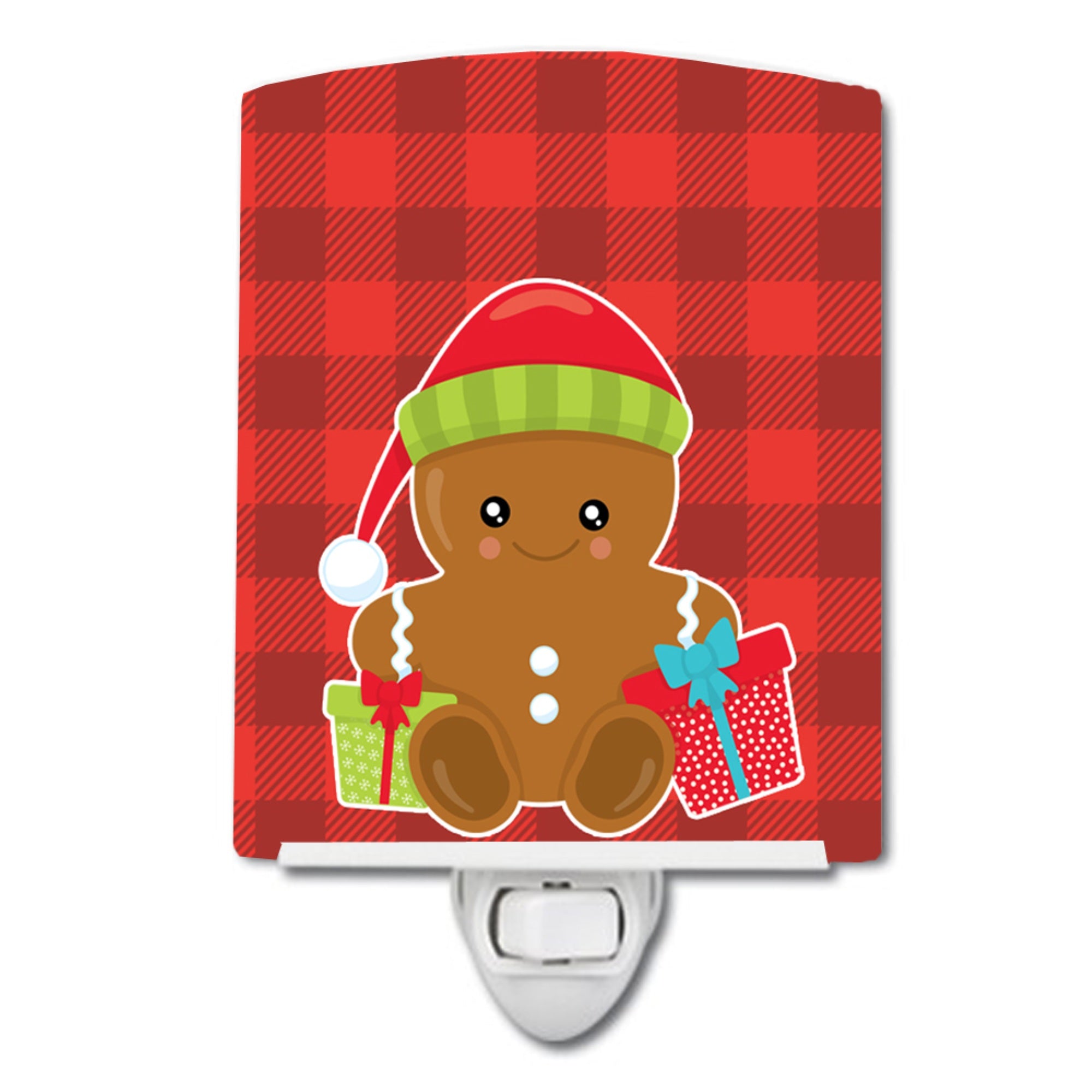  inchCarolines Treasures Christmas Gingerbread Ceramic Night Light, Presents, Red, 6 inch inch x 4 inch inch inch