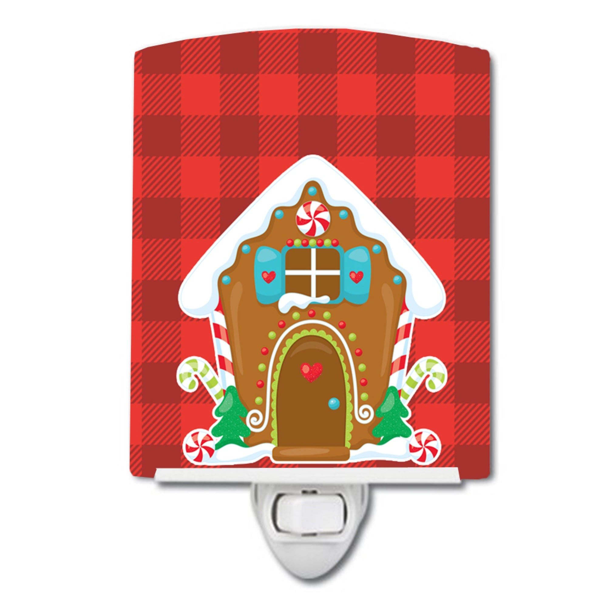  inchCarolines Treasures Christmas Gingerbread Ceramic Night Light, House, Red, 6 inch inch x 4 inch inch inch