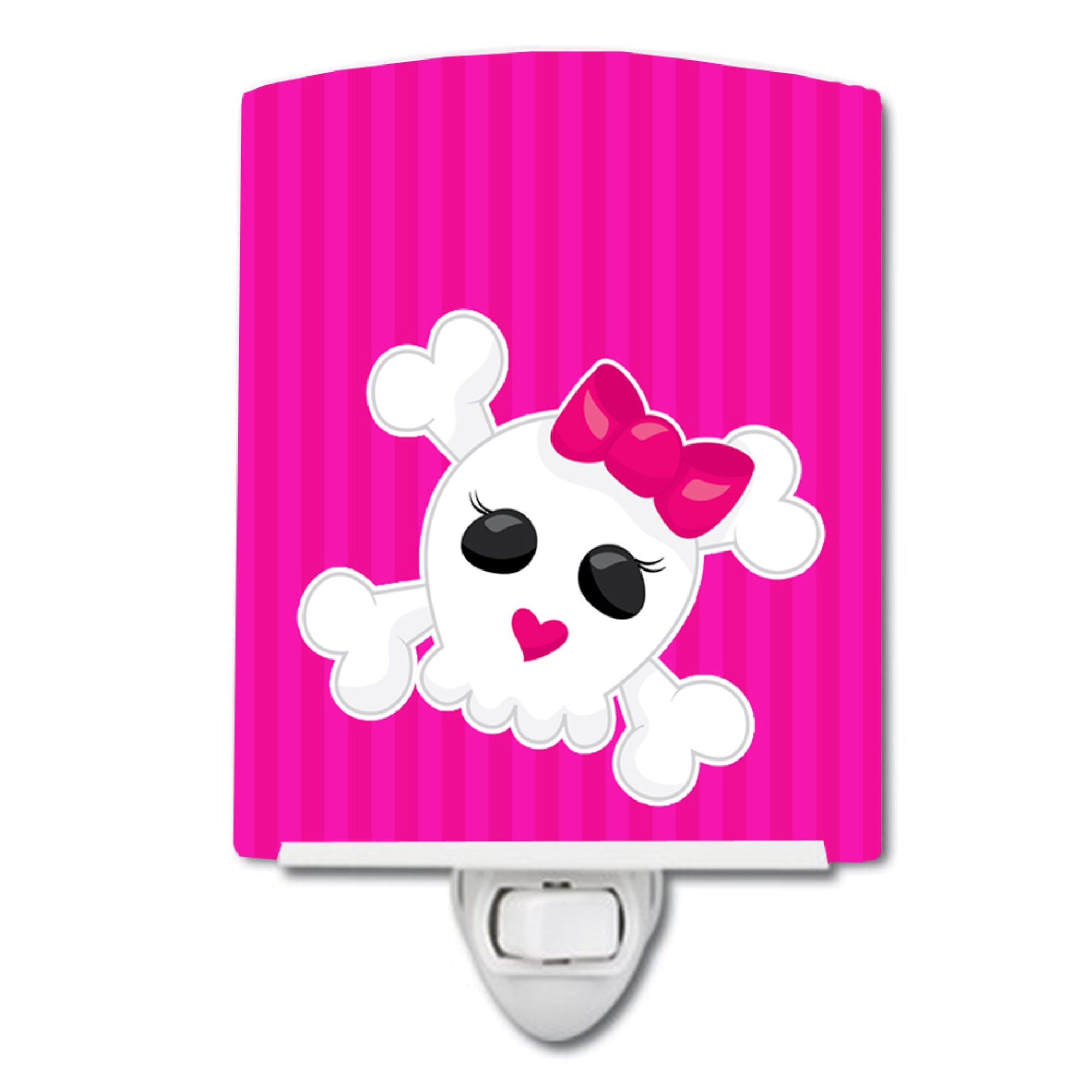  inchCarolines Treasures Ceramic Night Light, Skull and Cross Bones, Pink, 6 inch inch x 4 inch inch inch