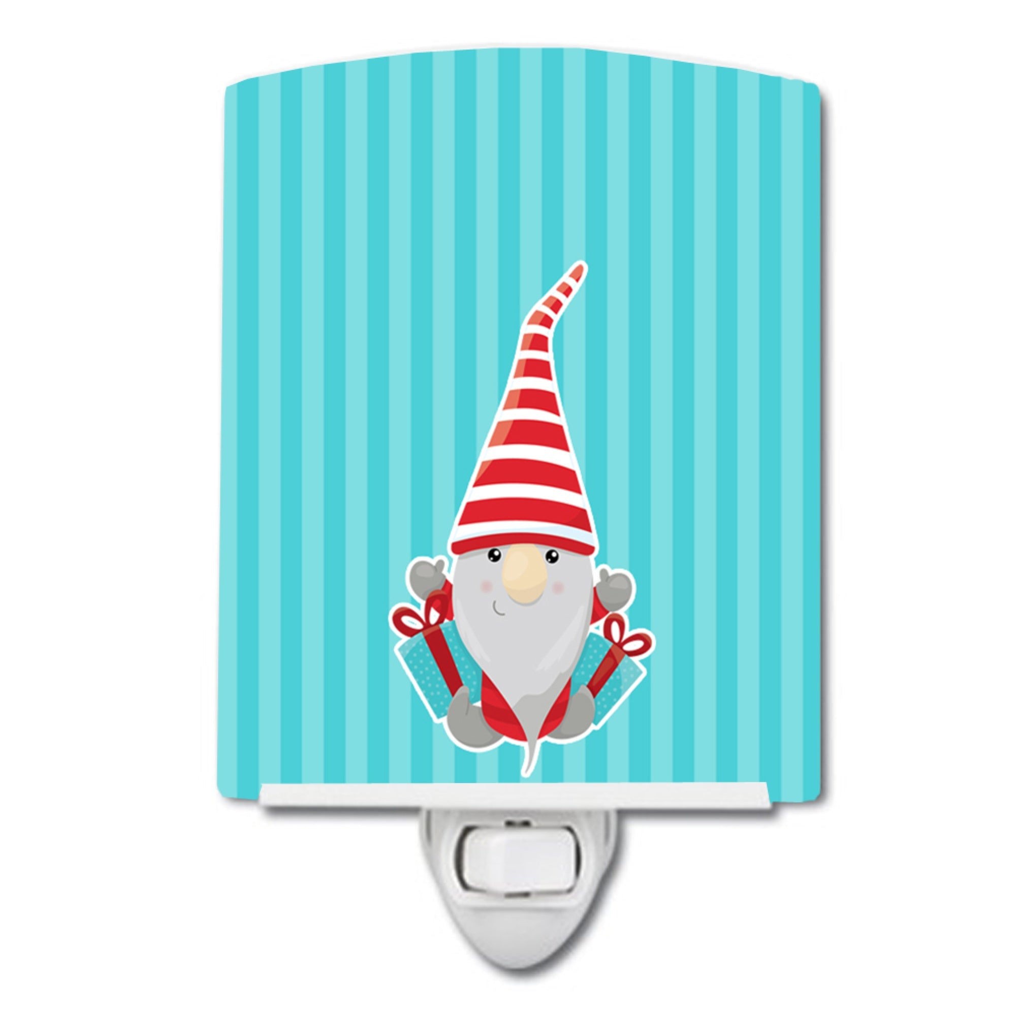  inchCarolines Treasures Christmas Gnome Ceramic Night Light, Presents, Blue, 6 inch inch x 4 inch inch inch