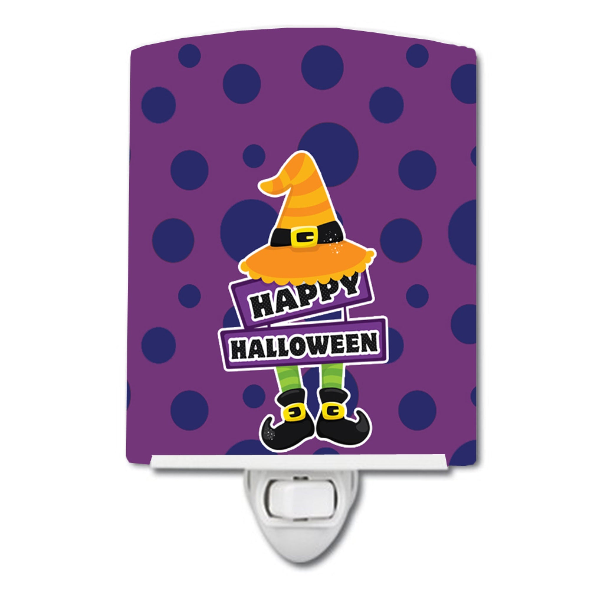  inchCarolines Treasures Happy Halloween Ceramic Night Light, Purple, 6x4 inch