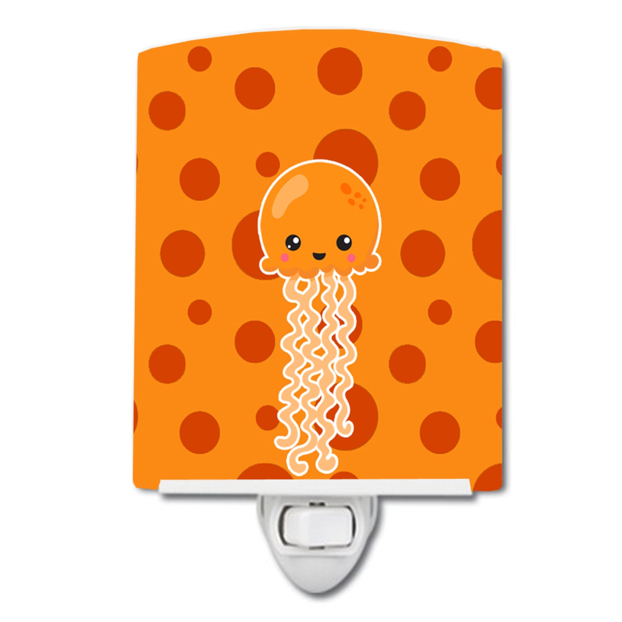 inchCarolines Treasures Ocean Jellyfish Ceramic Night Light, Orange, 6 inch inch x 4 inch inch inch