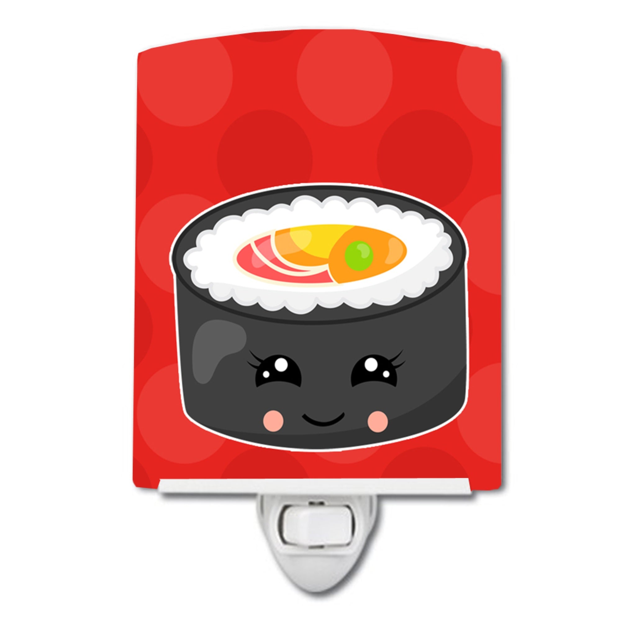  inchCarolines Treasures Ceramic Night Light, Tuna Sushi Roll with Face, Red, 6 inch inch x 4 inch inch inch
