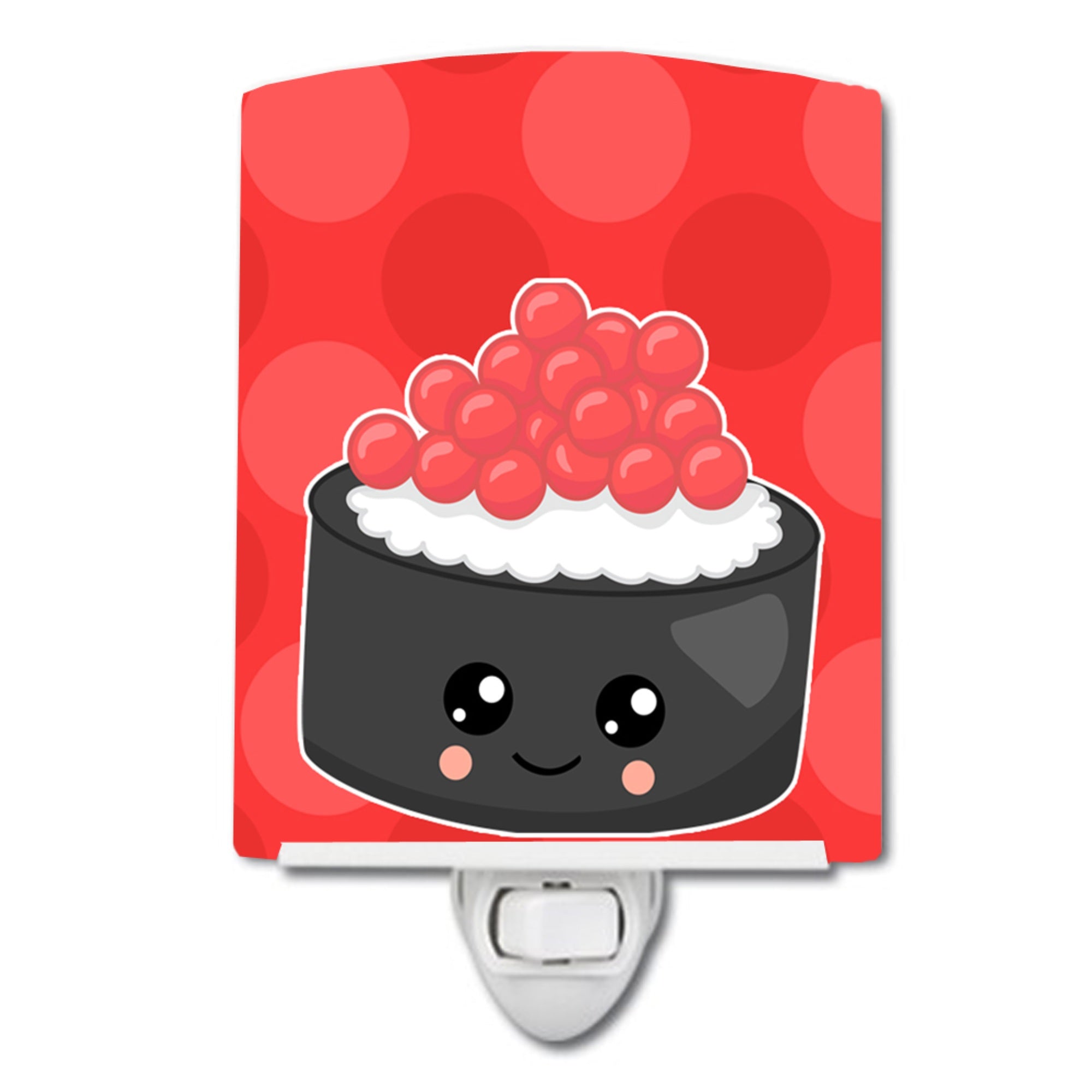  inchCarolines Treasures Ceramic Night Light, SalmSushi Roll with Face, Red, 6 inch inch x 4 inch inch inch