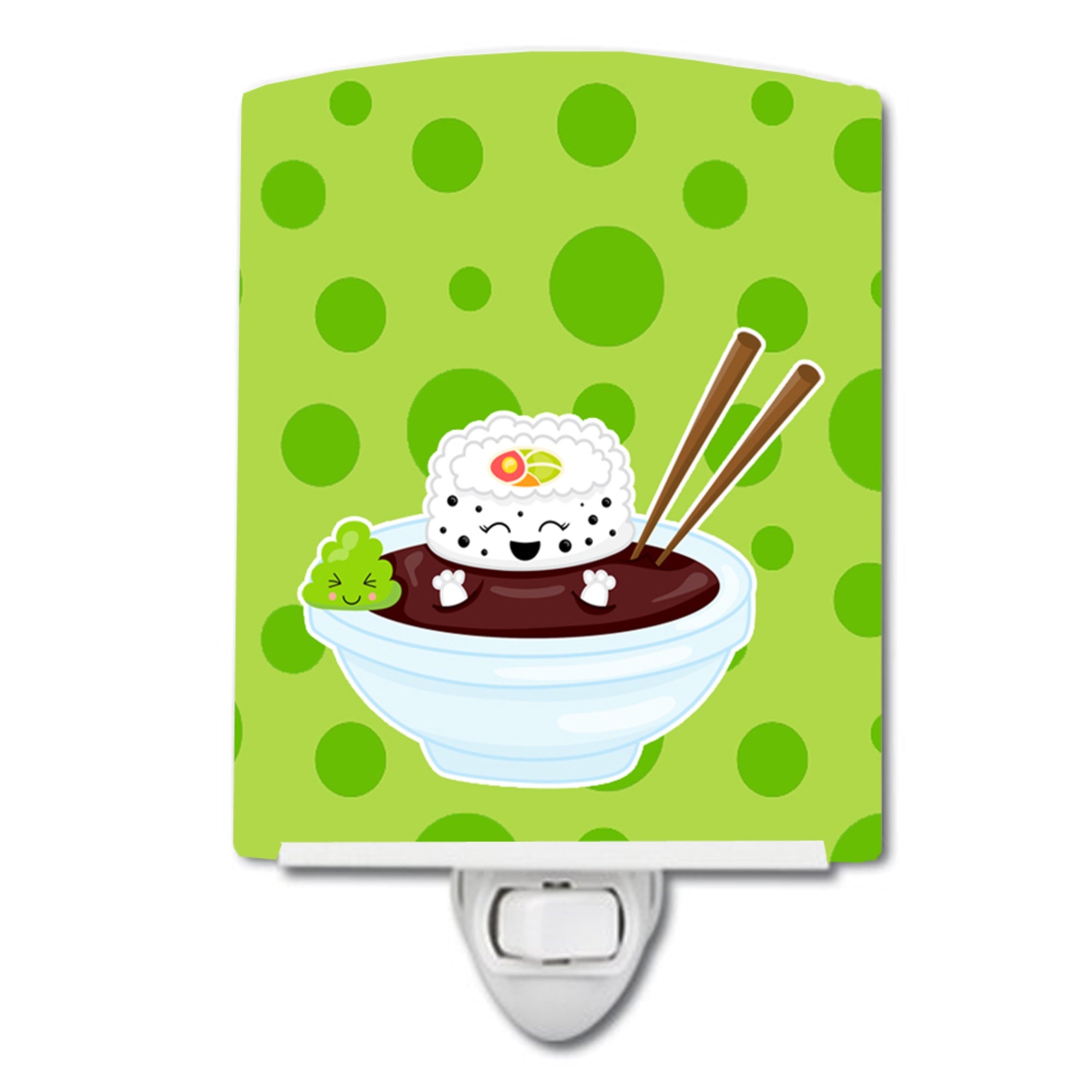 inchCarolines Treasures Sushi Ceramic Night Light, Bowl, Green, 6 inch inch x 4 inch inch inch