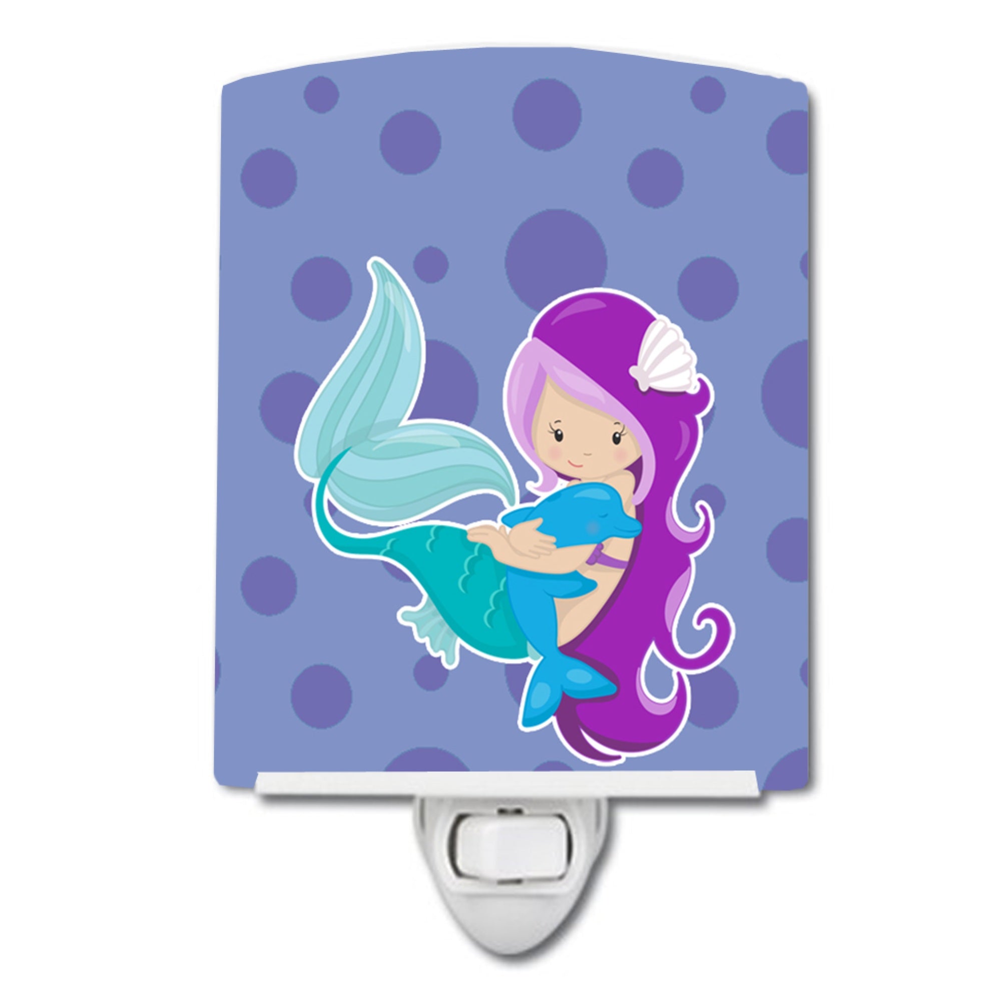  inchCarolines Treasures Beach Mermaid Ceramic Night Light, Purple, 6 inch inch x 4 inch inch inch