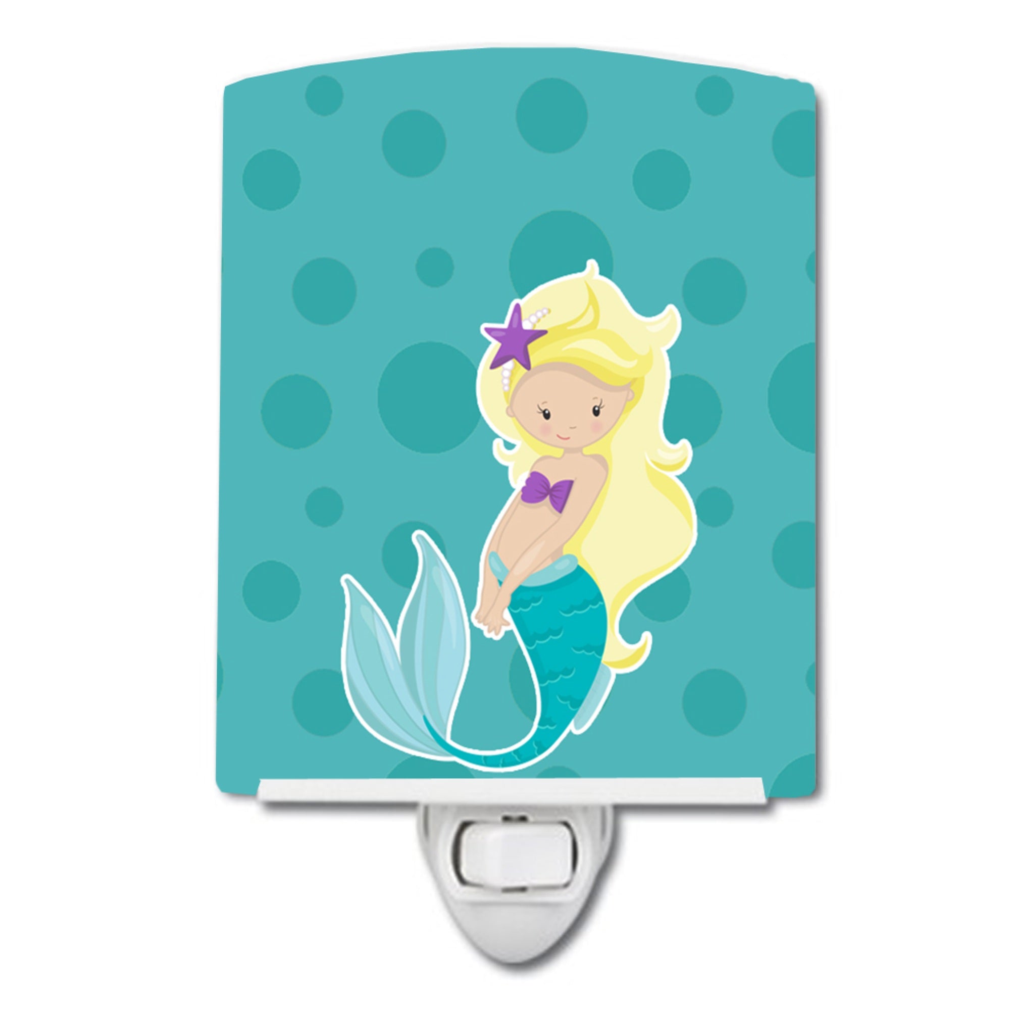  inchCarolines Treasures Beach Mermaid Ceramic Night Light, Blonde Hair, Blue, 6 inch inch x 4 inch inch inch