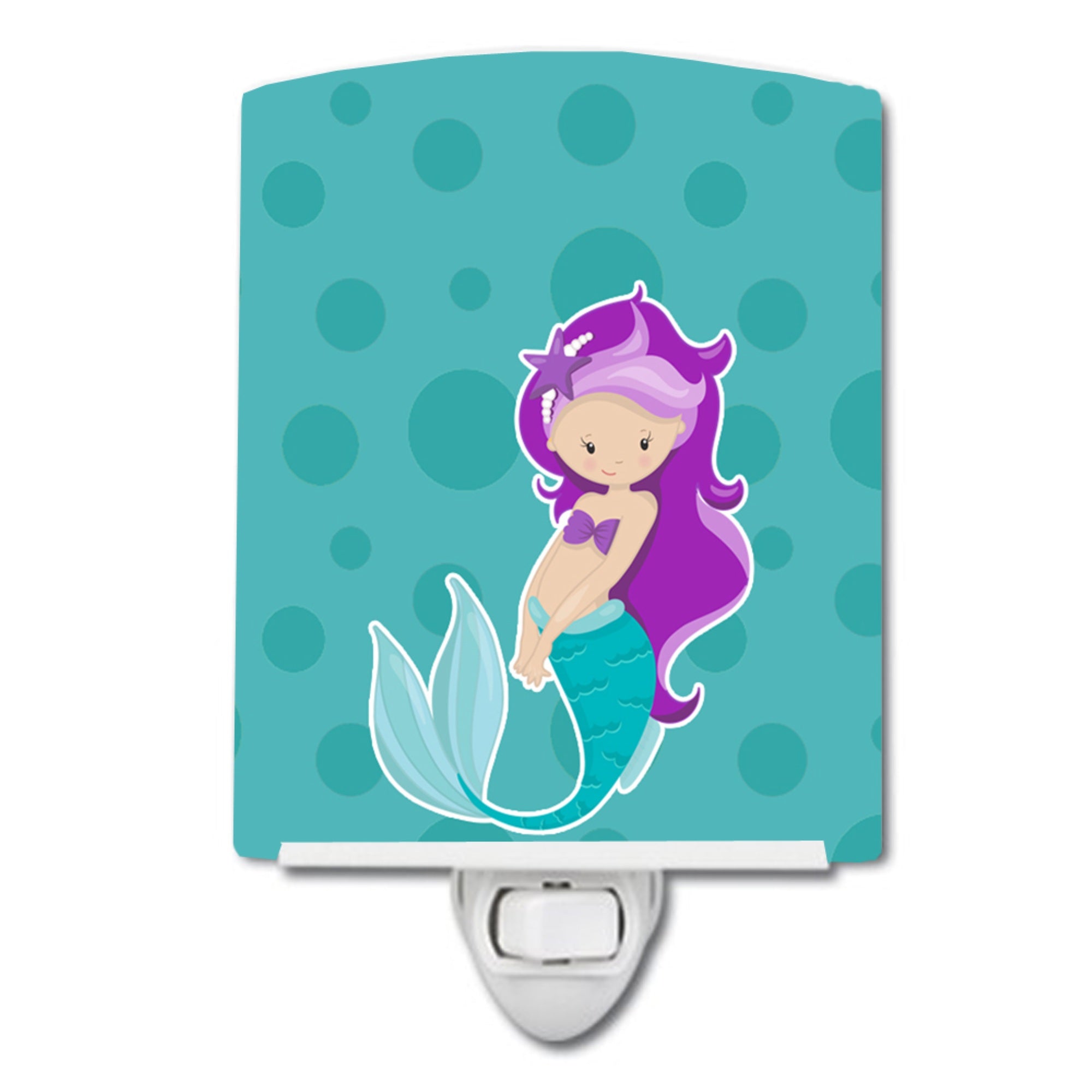  inchCarolines Treasures Beach Mermaid Hair Ceramic Night Light, Purple/Blue, 6 inch inch x 4 inch inch inch