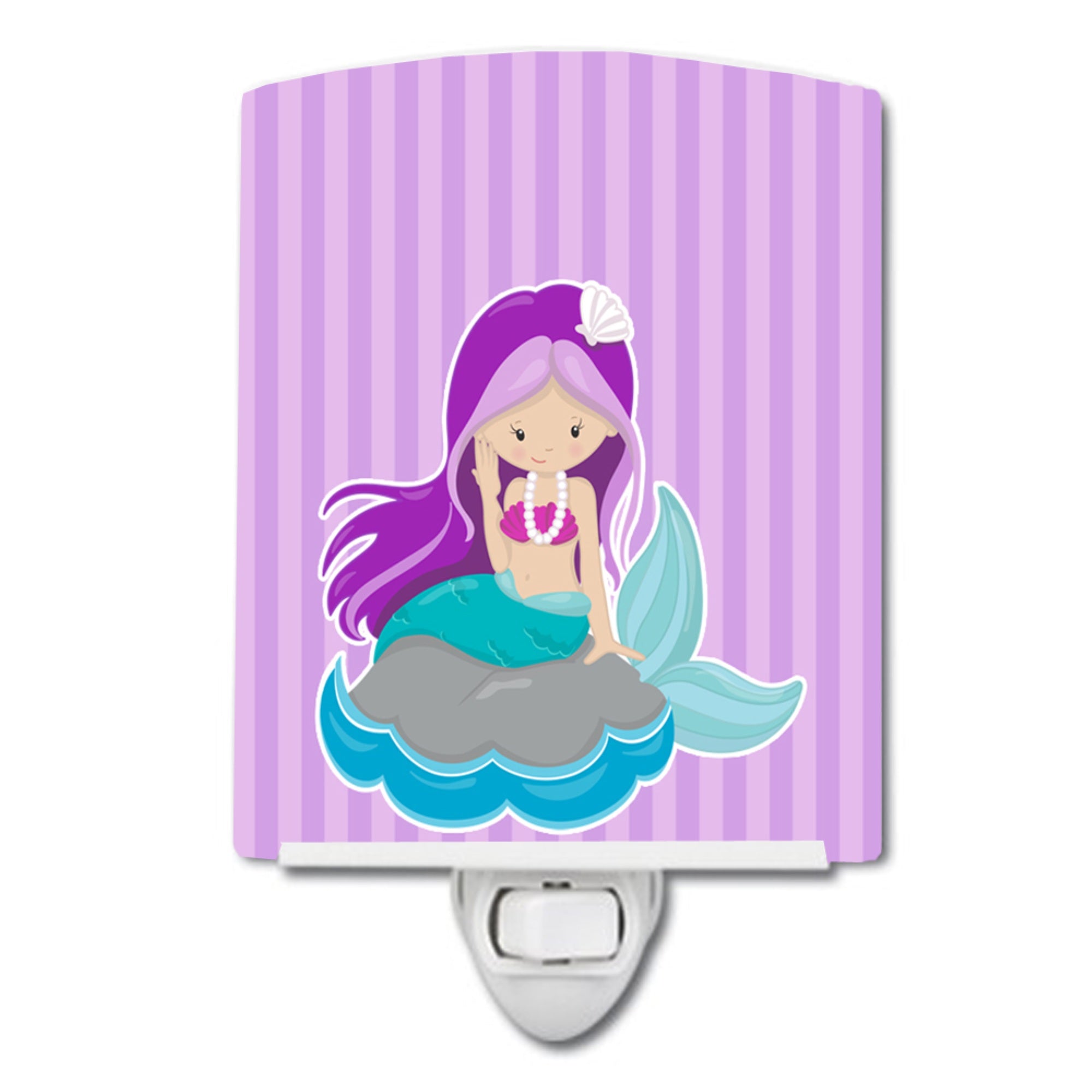  inchCarolines Treasures Beach Mermaid Hair #3 Ceramic Night Light, Purple, 6 inch inch x 4 inch inch inch