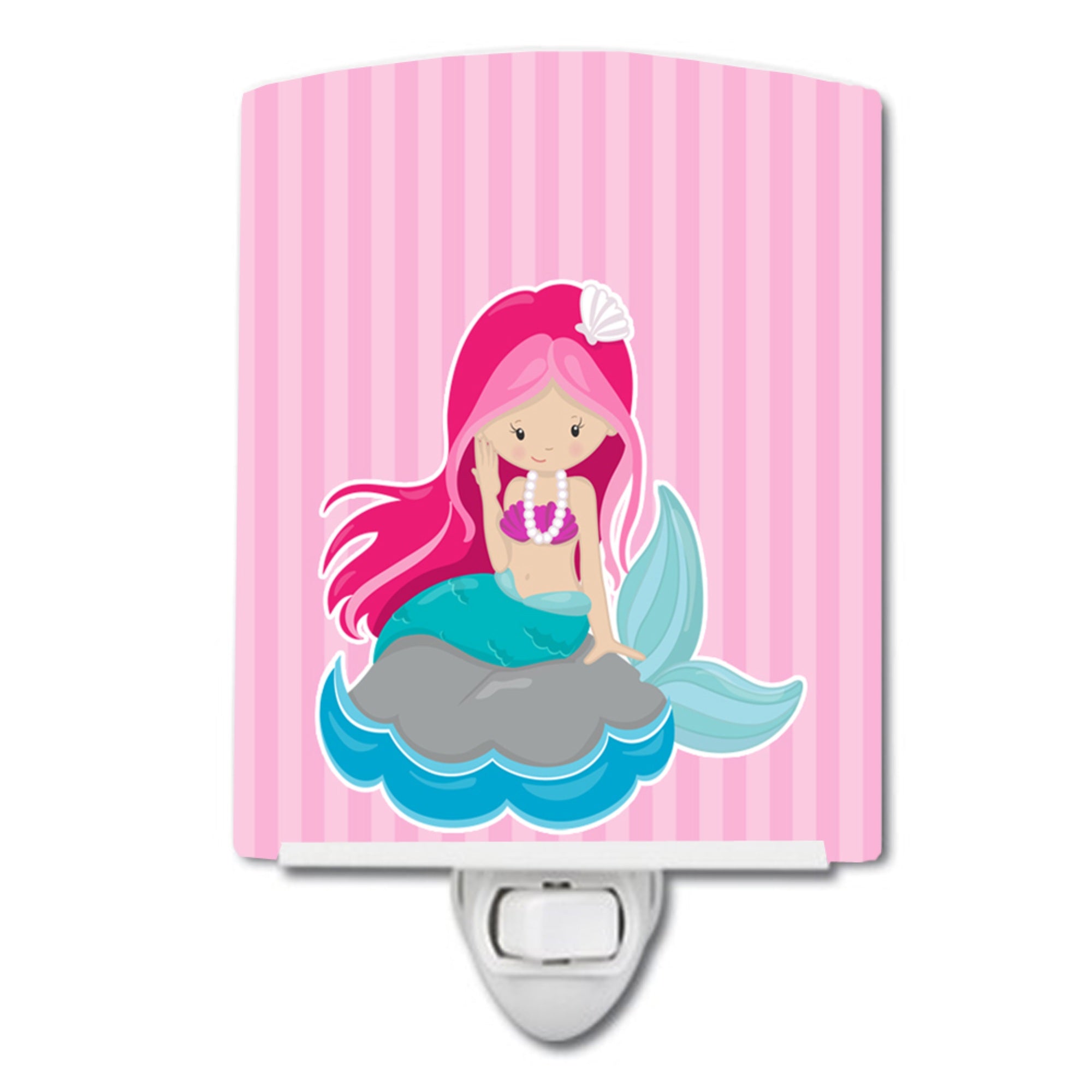  inchCarolines Treasures Beach Mermaid Hair #3 Ceramic Night Light, Pink, 6 inch inch x 4 inch inch inch