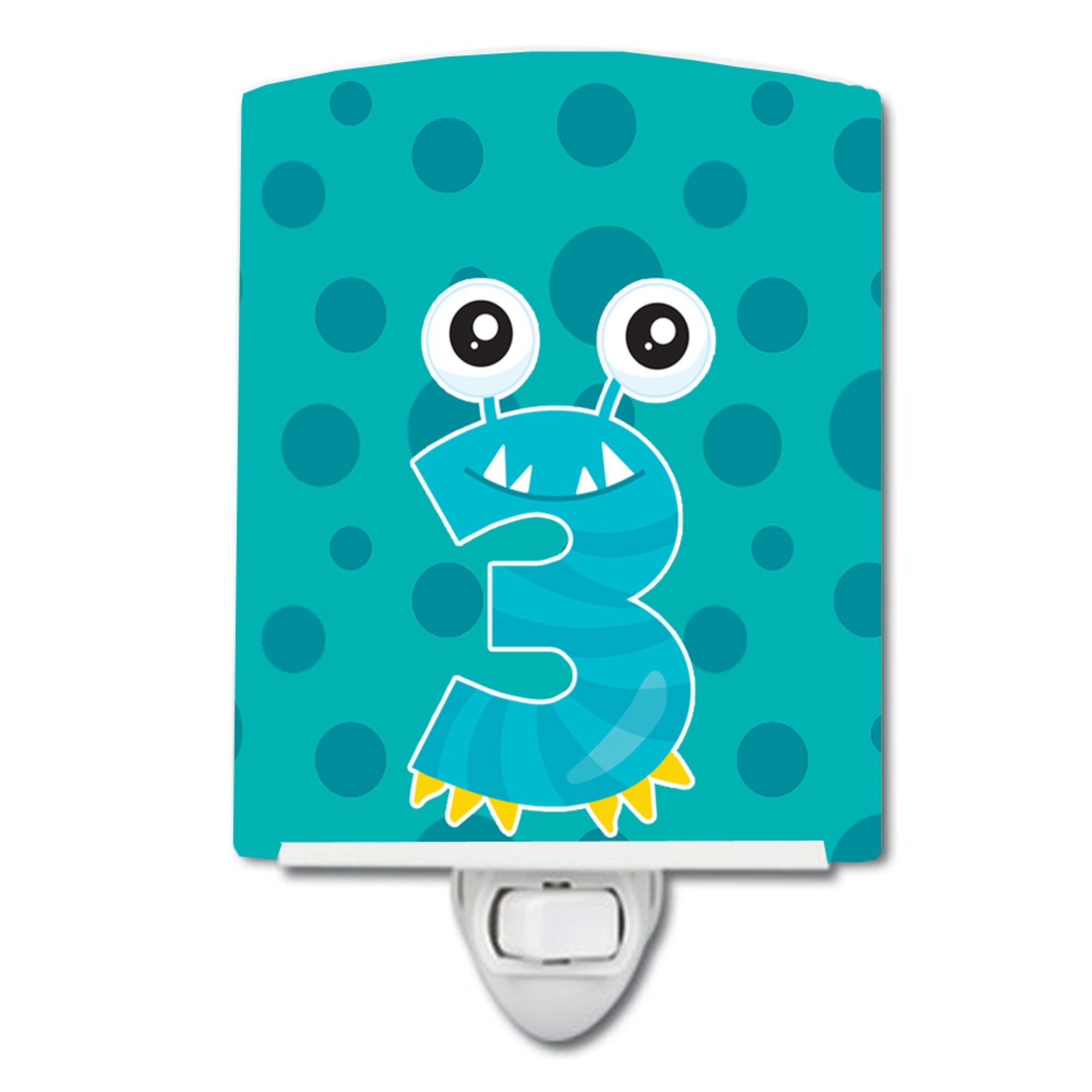  inchCarolines Treasures Monster Ceramic Night Light, Month 3, Blue, 6 inch inch x 4 inch inch inch