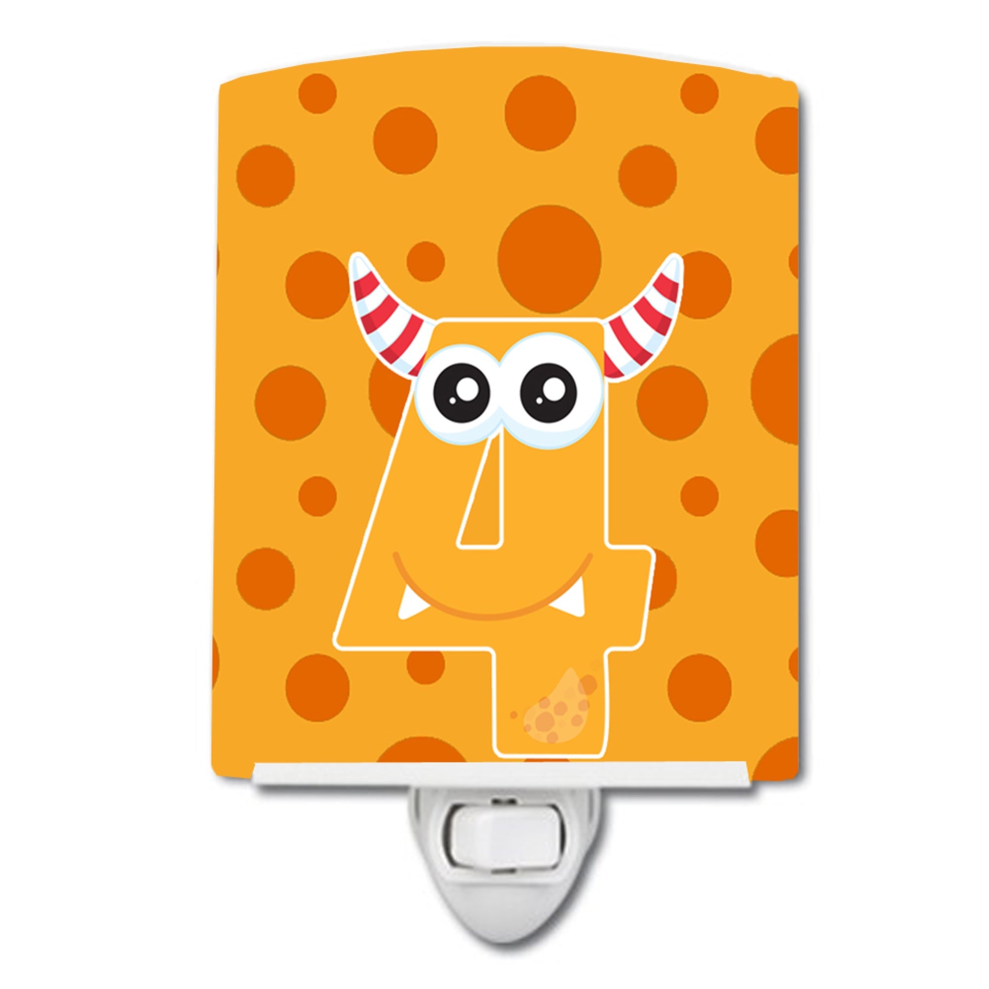  inchCarolines Treasures Monster Ceramic Night Light, Month 4, Orange, 6 inch inch x 4 inch inch inch