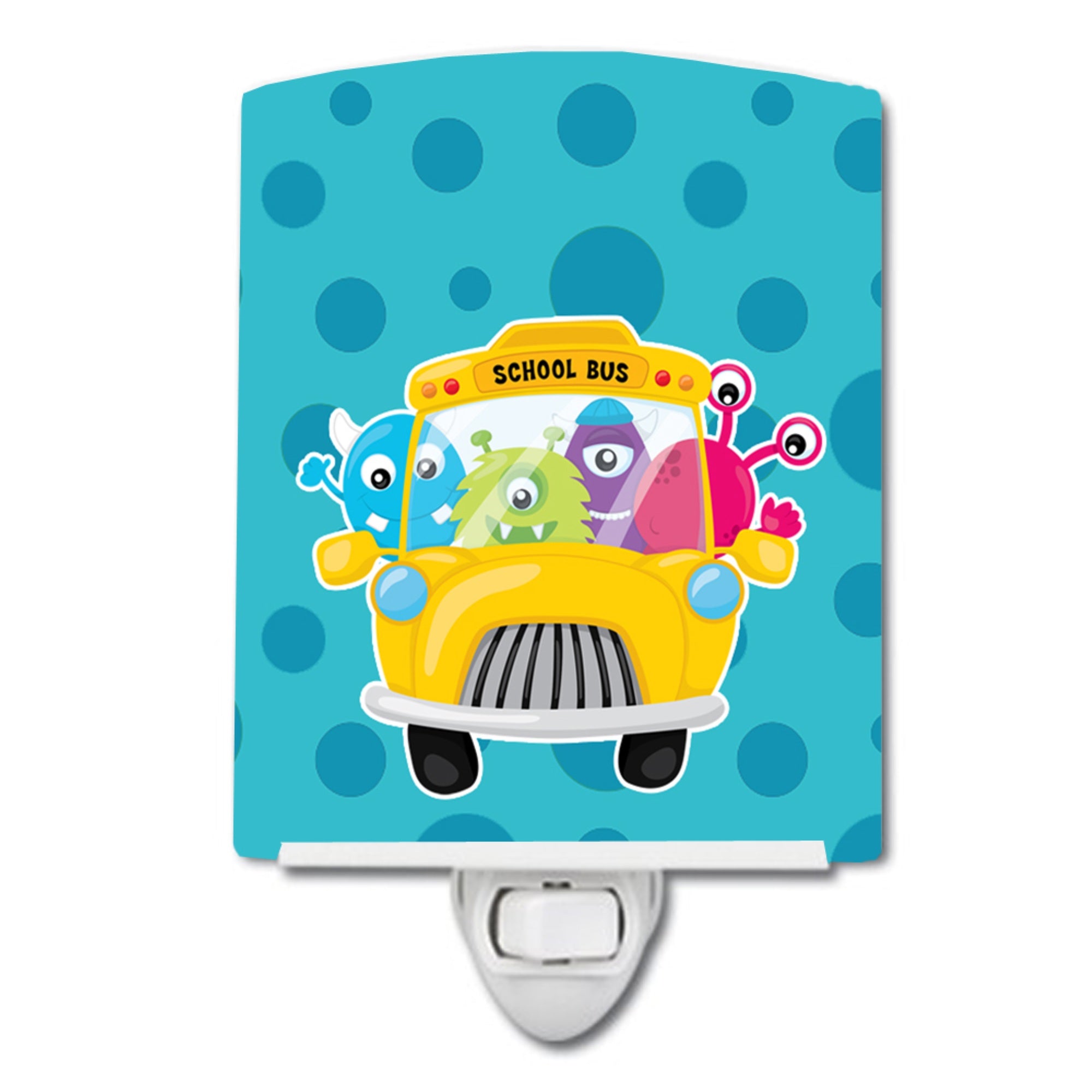  inchCarolines Treasures Monster Ceramic Night Light, School Bus, Green, 6 inch inch x 4 inch inch inch