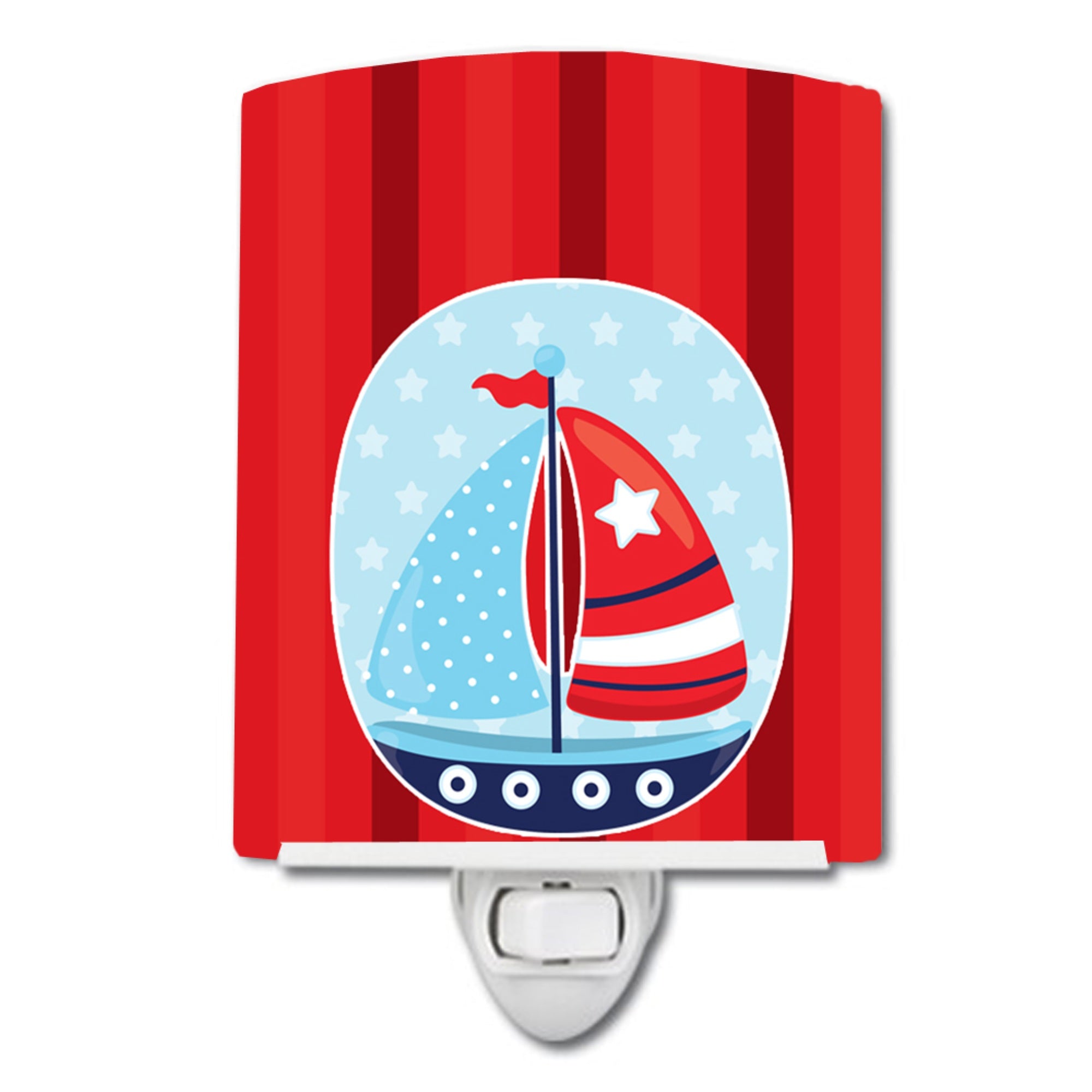  inchCarolines Treasures Nautical Sailboat Ceramic Night Light, Red, 6 inch inch x 4 inch inch inch