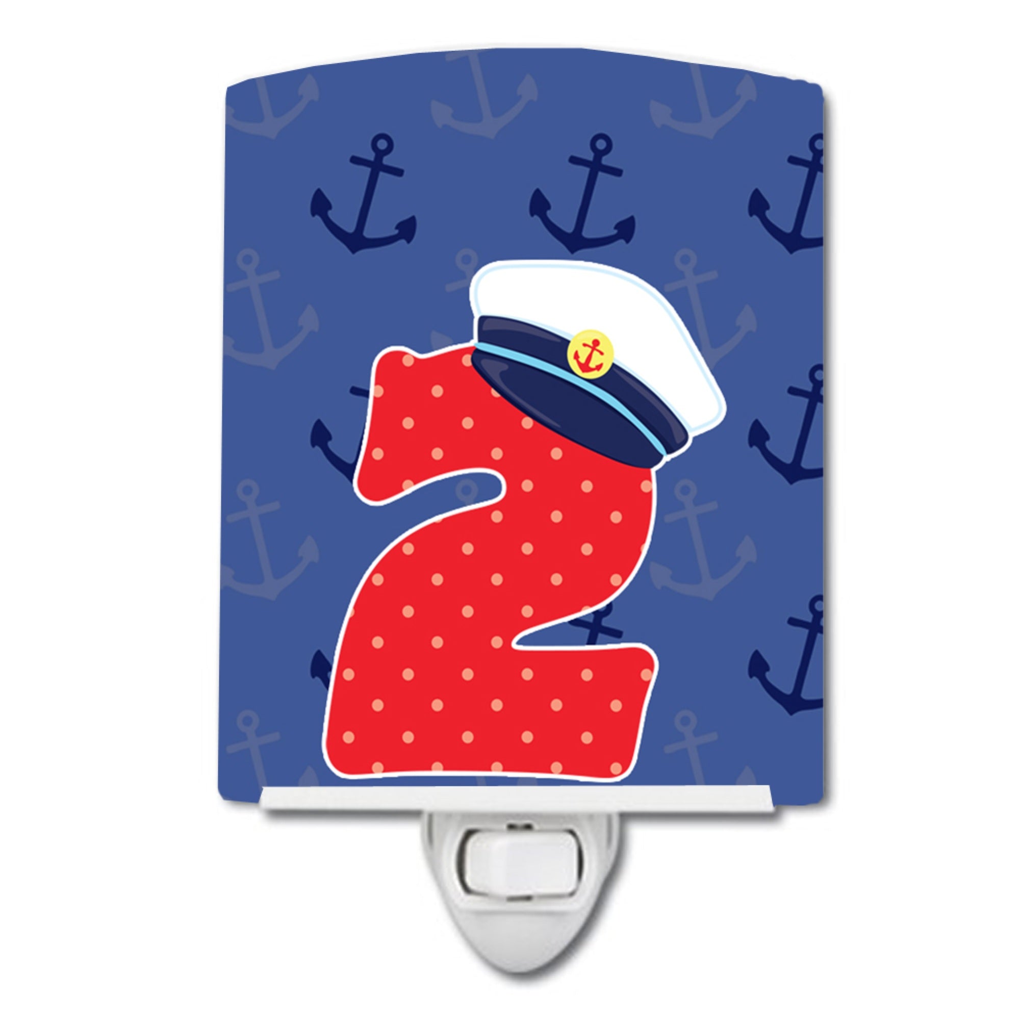  inchCarolines Treasures Nautical Ceramic Night Light, Month 2, Blue, 6 inch inch x 4 inch inch inch