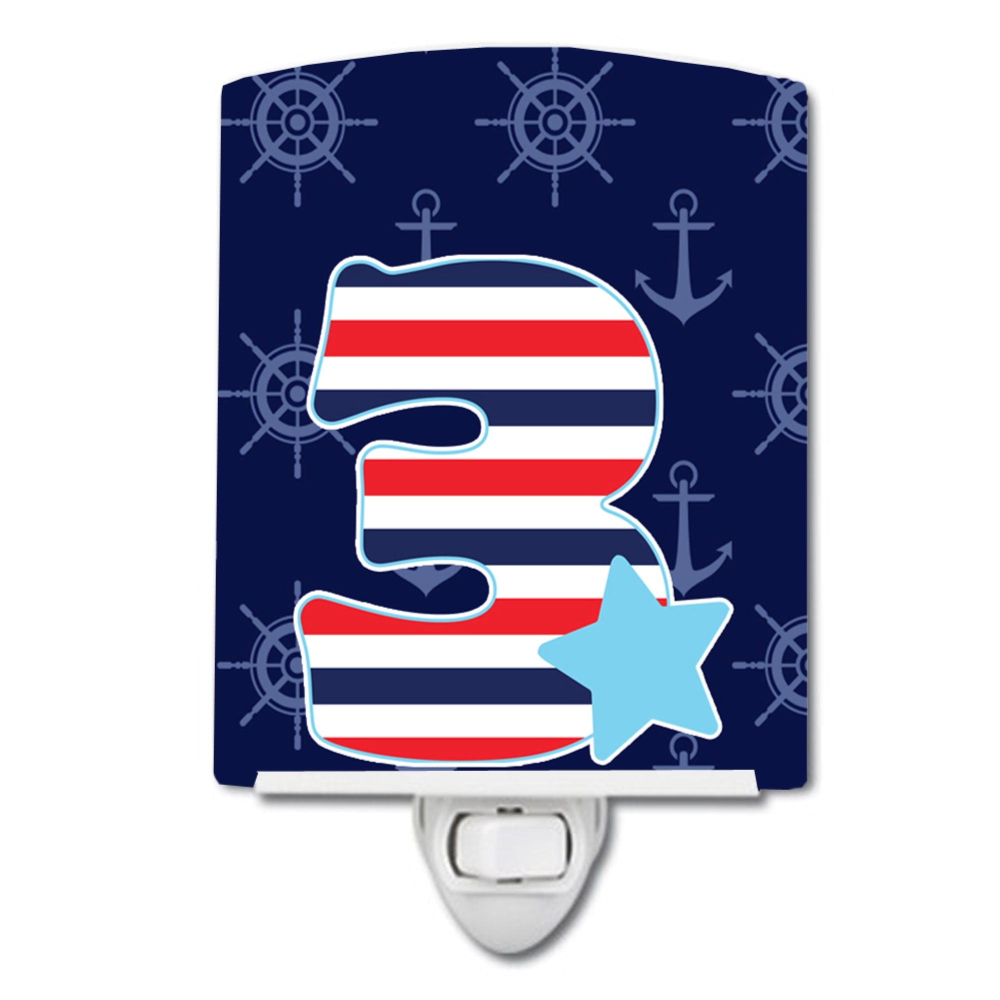  inchCarolines Treasures Nautical Ceramic Night Light, Month 3, Blue, 6 inch inch x 4 inch inch inch
