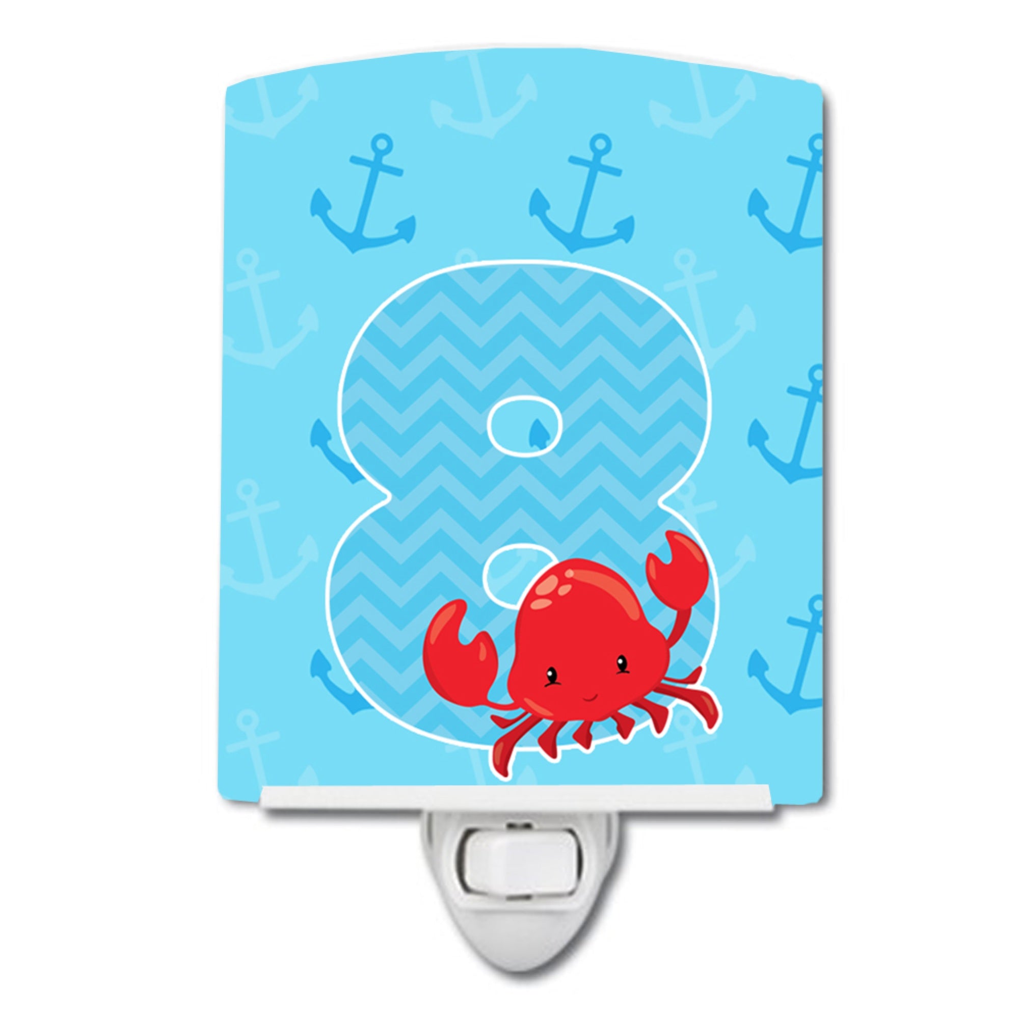 inchCarolines Treasures Nautical Ceramic Night Light, Month 8, Blue, 6 inch inch x 4 inch inch inch