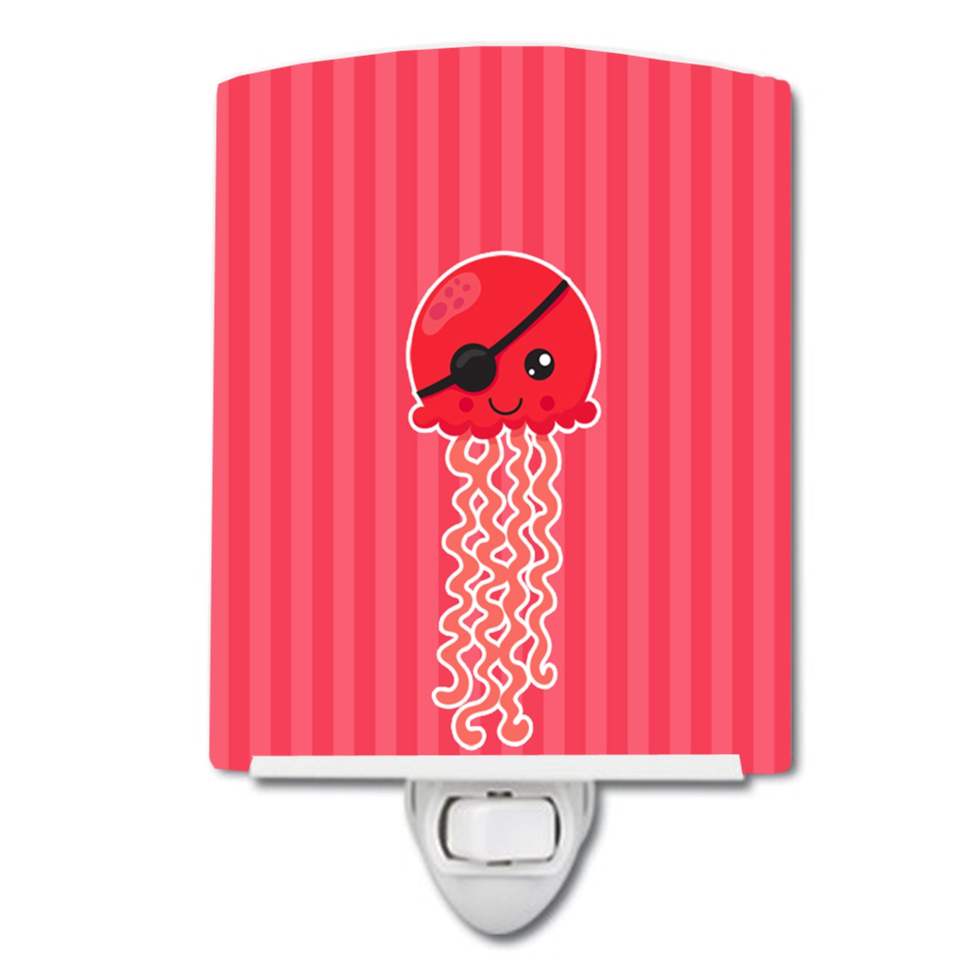  inchCarolines Treasures Nautical Pirate Jellyfish Ceramic Night Light, Red, 6 inch inch x 4 inch inch inch