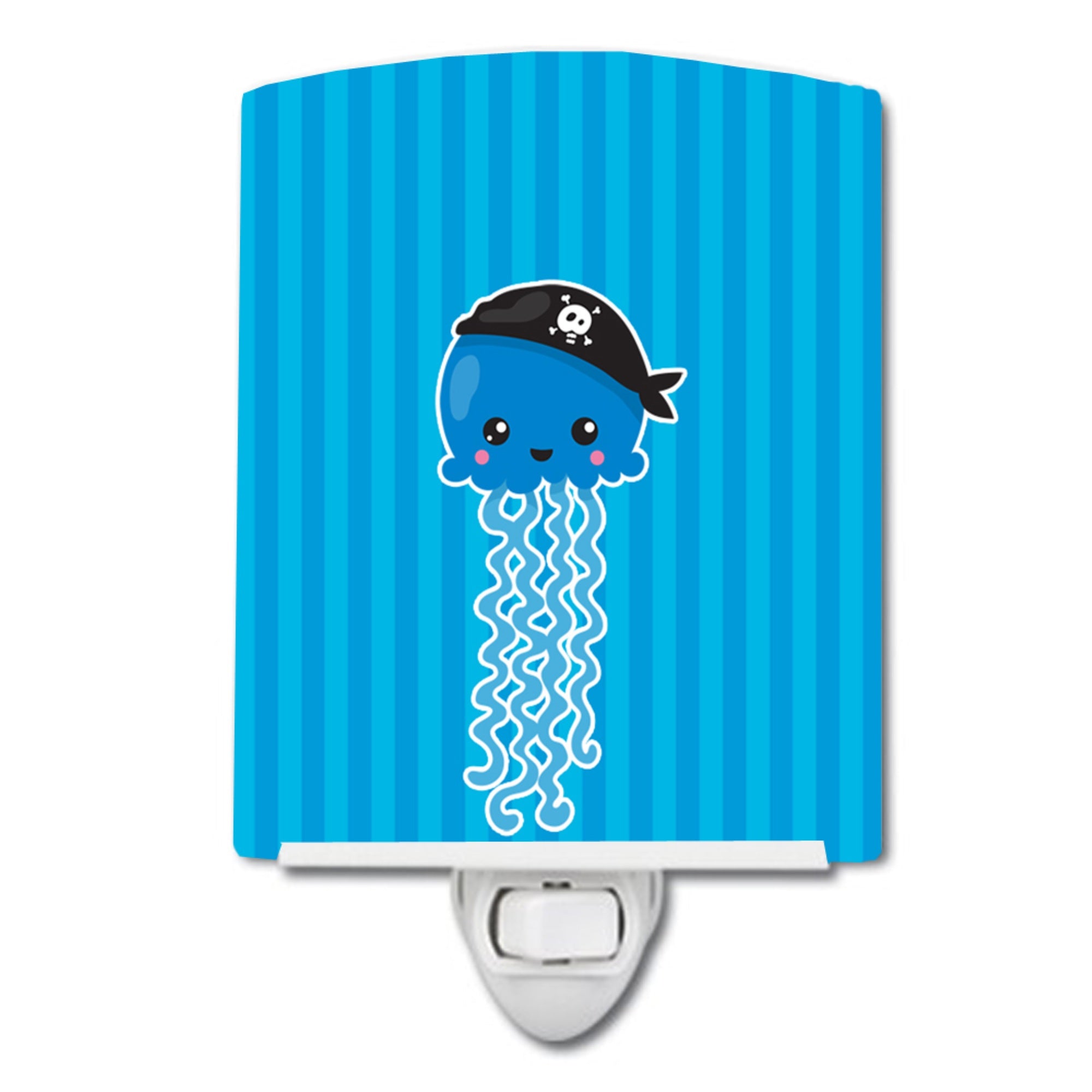  inchCarolines Treasures Nautical Pirate Jellyfish Ceramic Night Light, Blue, 6 inch inch x 4 inch inch inch