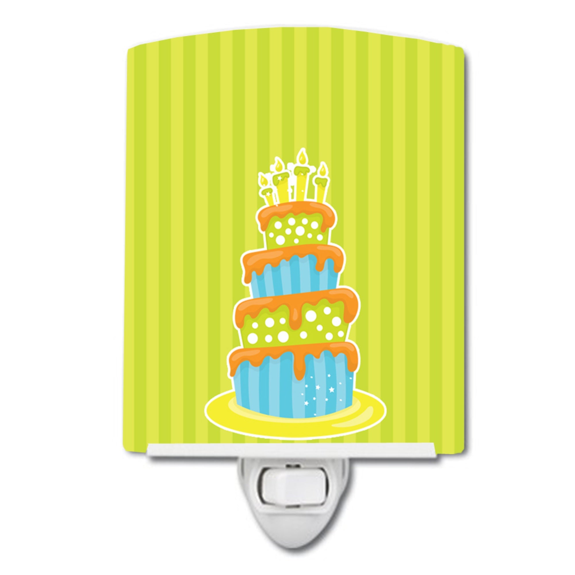  inchCarolines Treasures Nautical Ceramic Night Light, Birthday Cake, Green, 6 inch inch x 4 inch inch inch