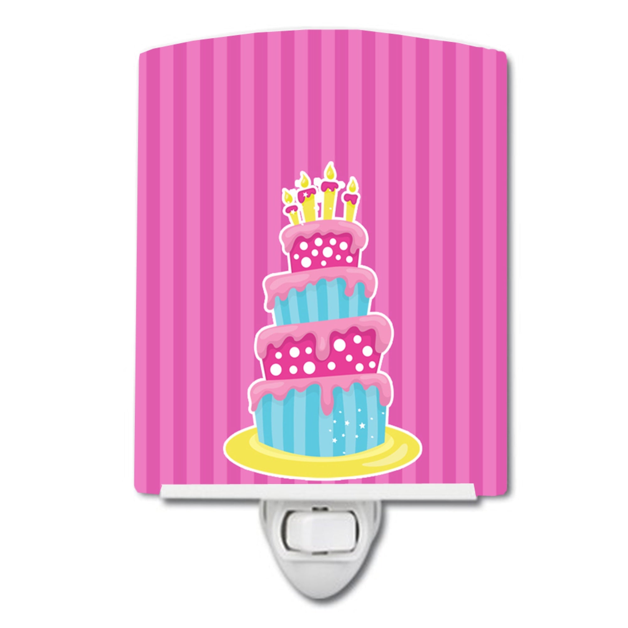 inchCarolines Treasures Dinosaur Birthday Cake Ceramic Night Light, Pink, 6 inch inch x 4 inch inch inch