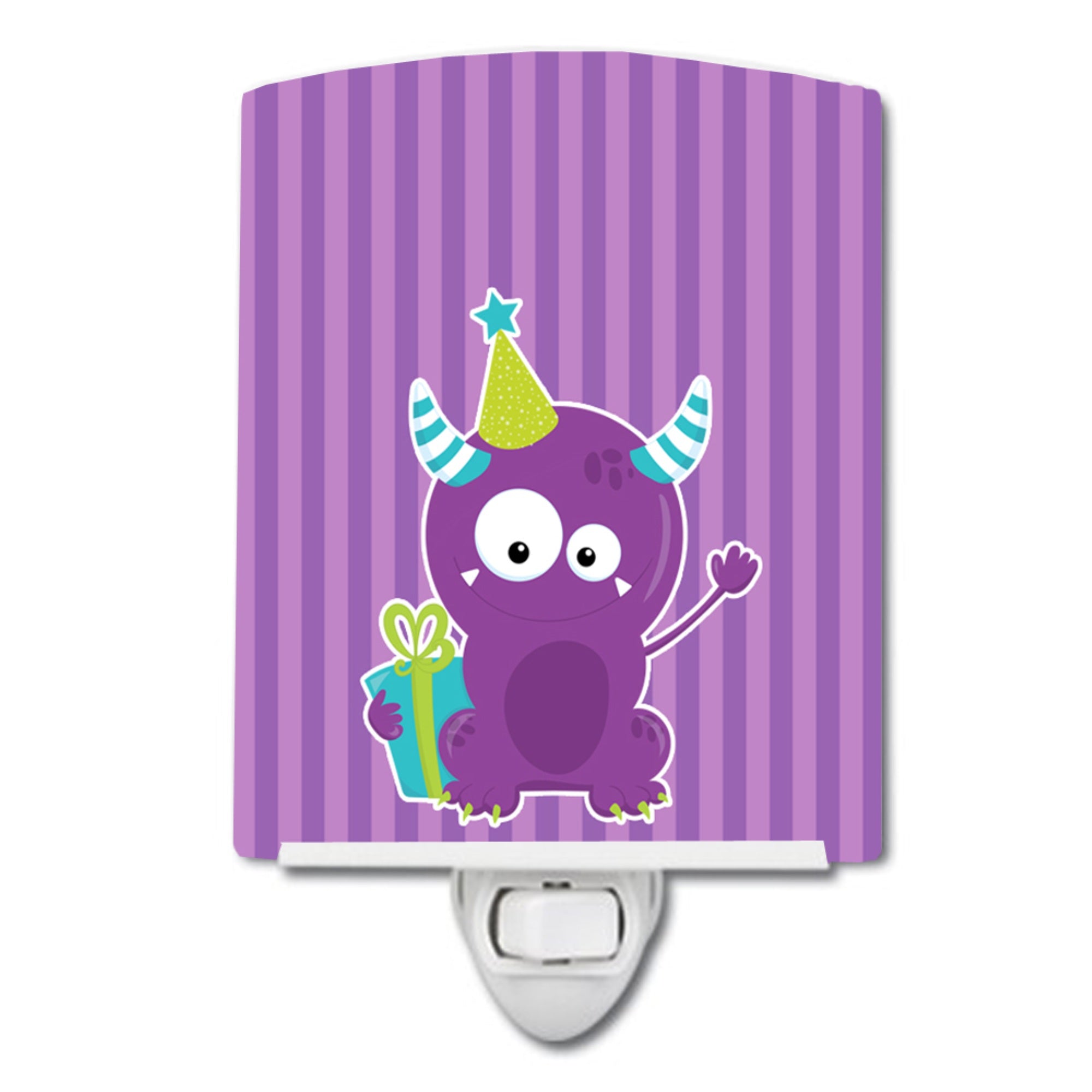  inchCarolines Treasures Birthday Monster Ceramic Night Light, Purple, 6 inch inch x 4 inch inch inch