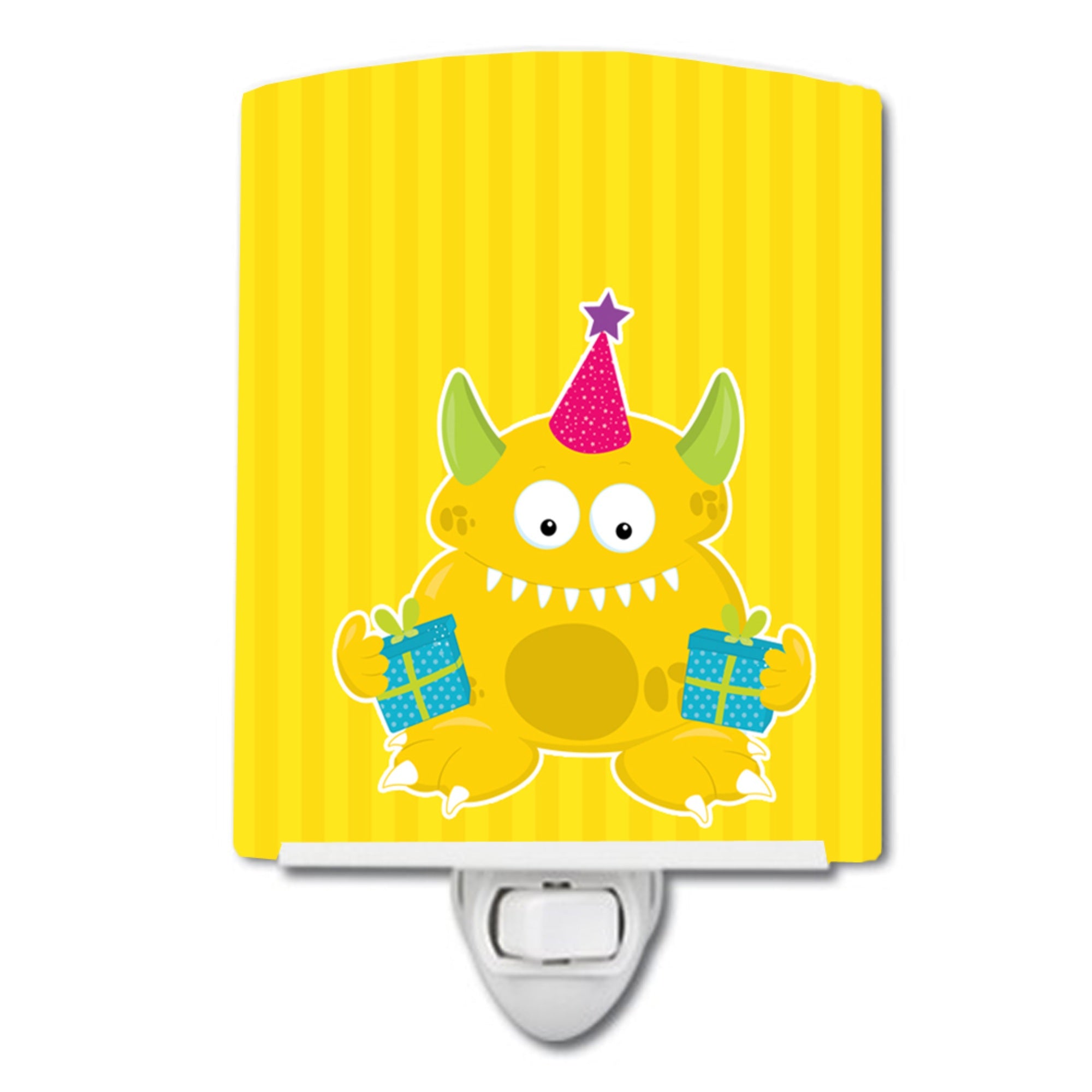  inchCarolines Treasures Birthday Monster Ceramic Night Light, Yellow, 6 inch inch x 4 inch inch inch