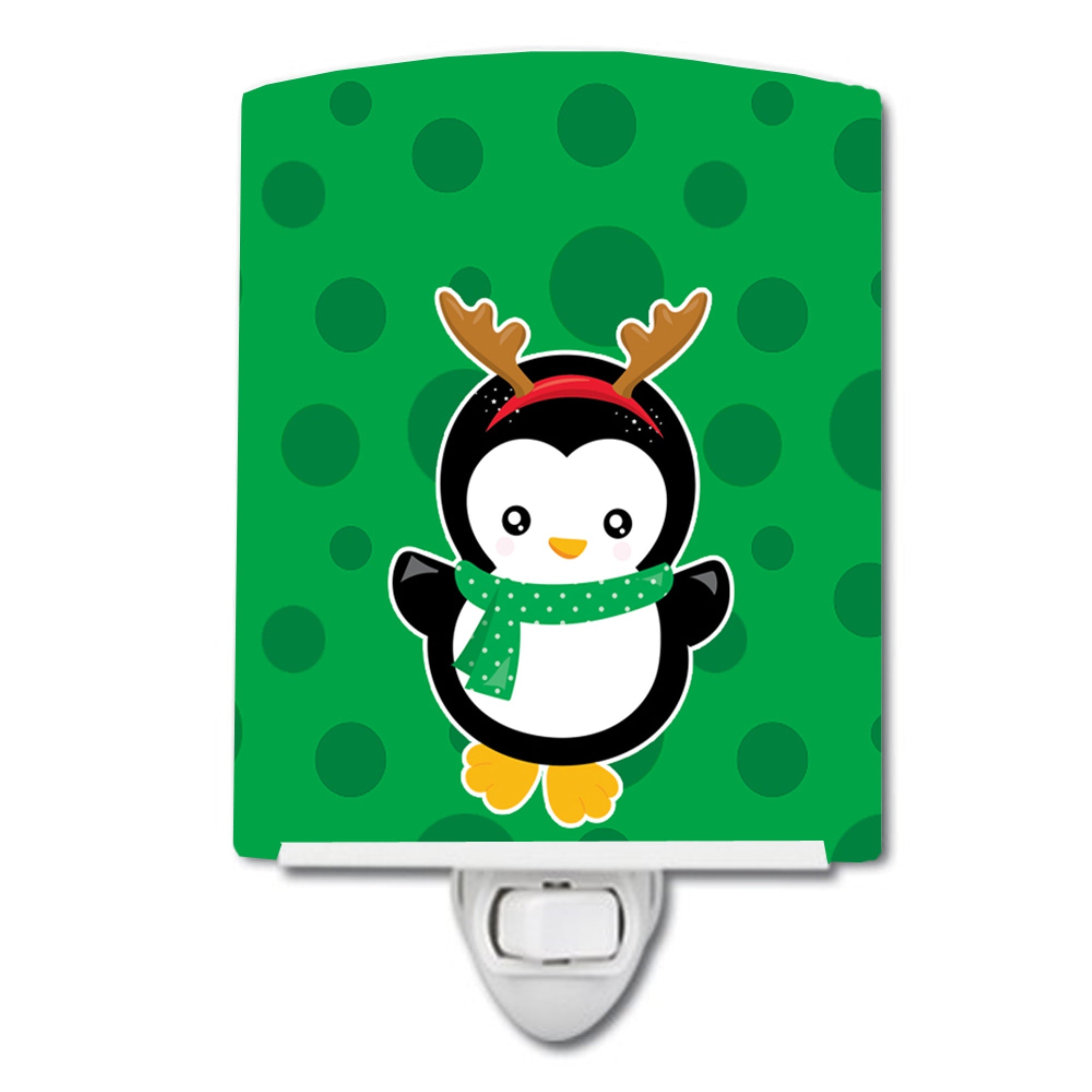  inchCarolines Treasures Christmas Ceramic Night Light, Penguin Reindeer, Green, 6 inch inch x 4 inch inch inch