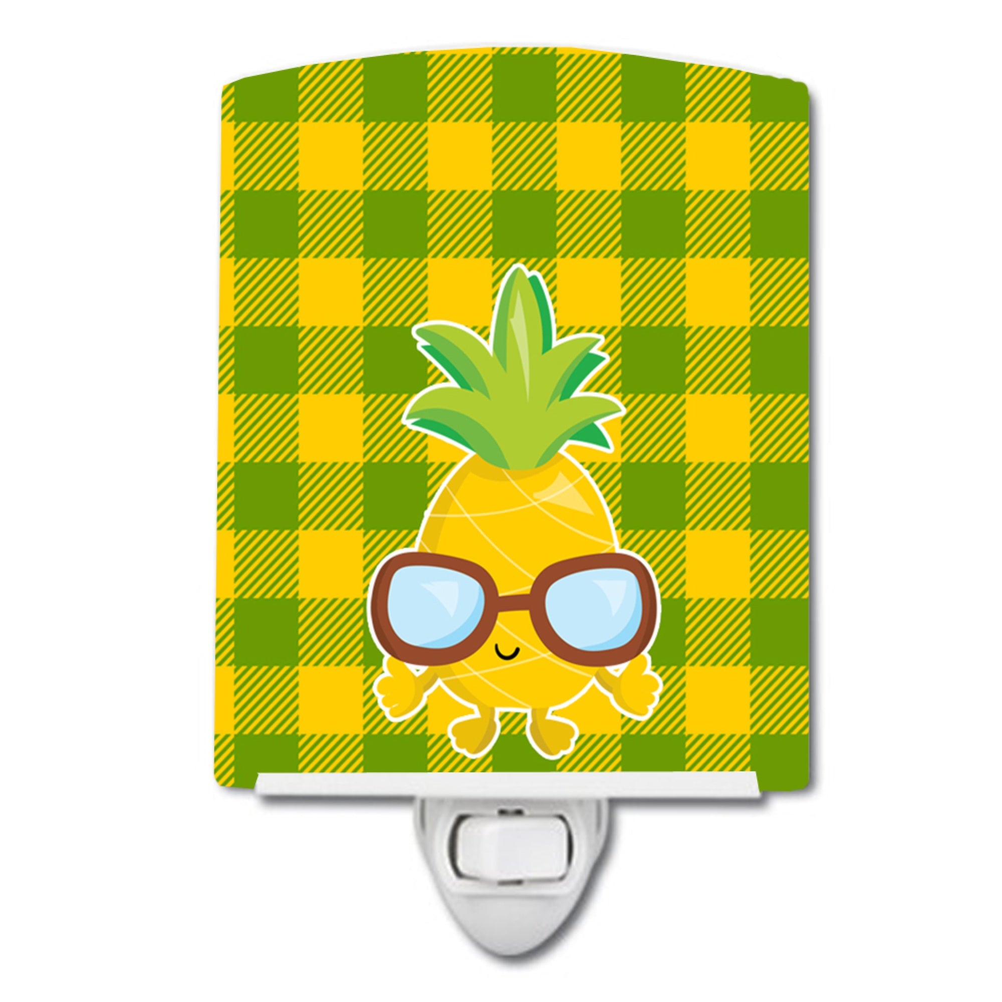 inchCarolines Treasures Pineapple Face Ceramic Night Light, Cool Sunglasses, Multicolor, 6 inch inch x 4 inch inch inch