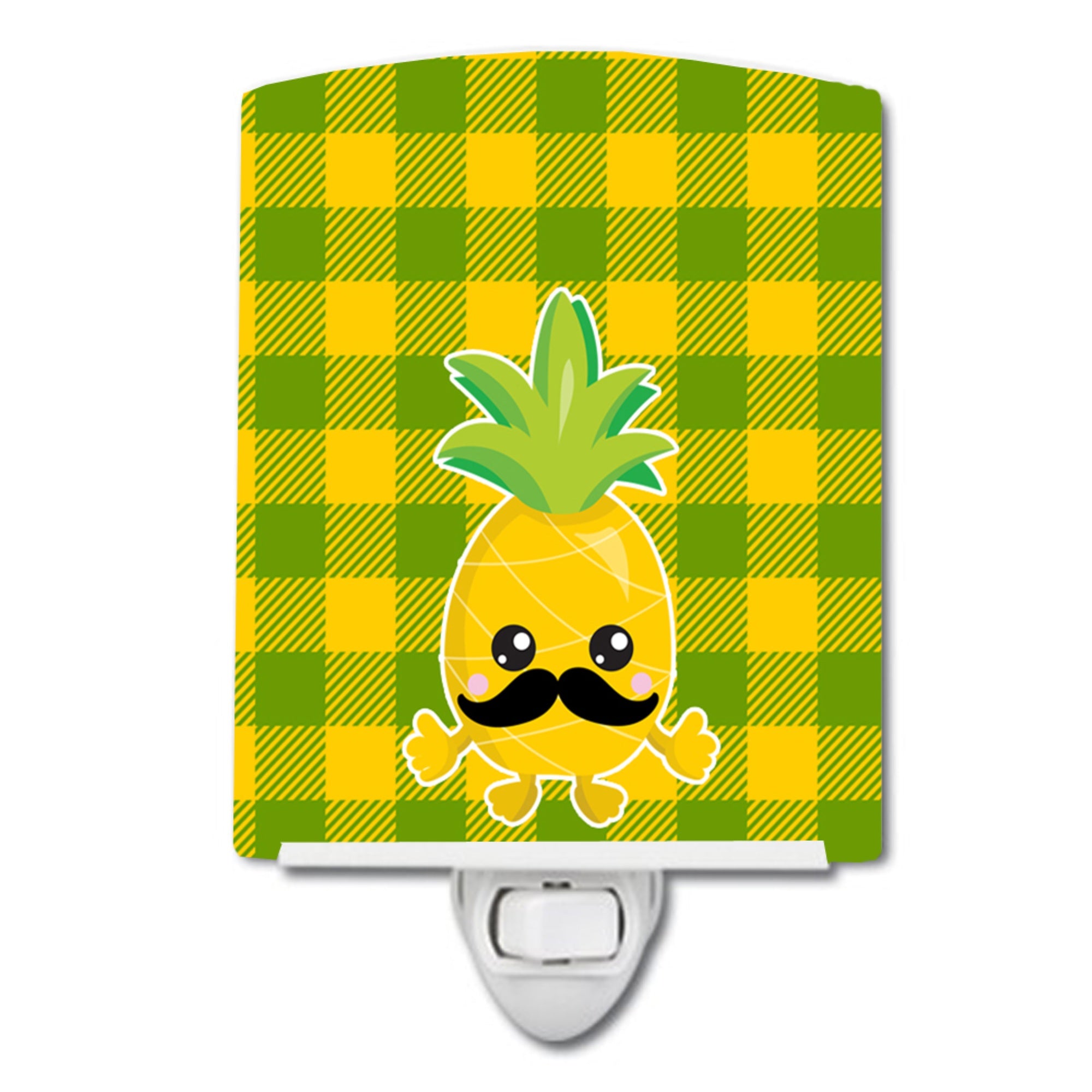  inchCarolines Treasures Pineapple Ceramic Night Light, Moustache Face, Multicolor, 6 inch inch x 4 inch inch inch