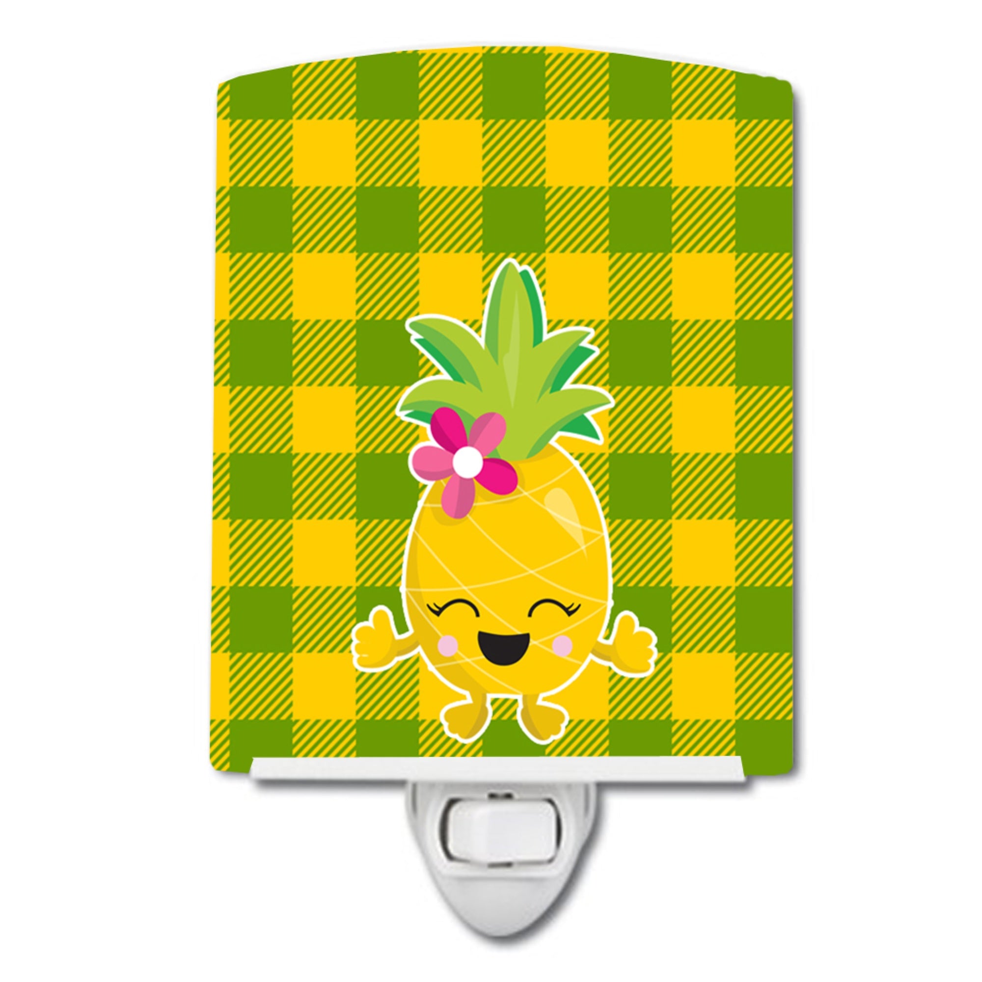  inchCarolines Treasures Pineapple Girl Ceramic Night Light, Laughy Face, Multicolor, 6 inch inch x 4 inch inch inch
