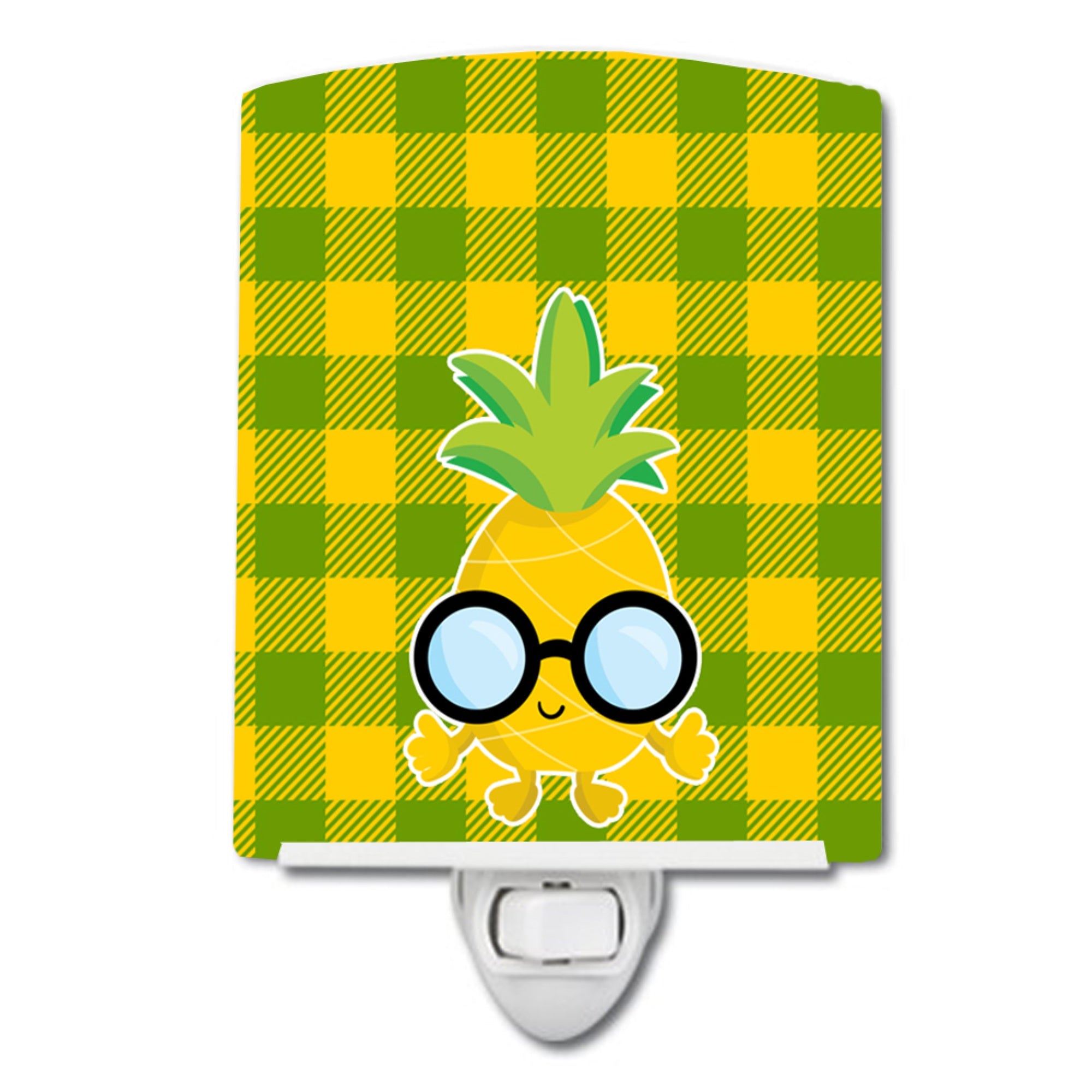  inchCarolines Treasures Pineapple Face Ceramic Night Light, Glasses, Multicolor, 6 inch inch x 4 inch inch inch