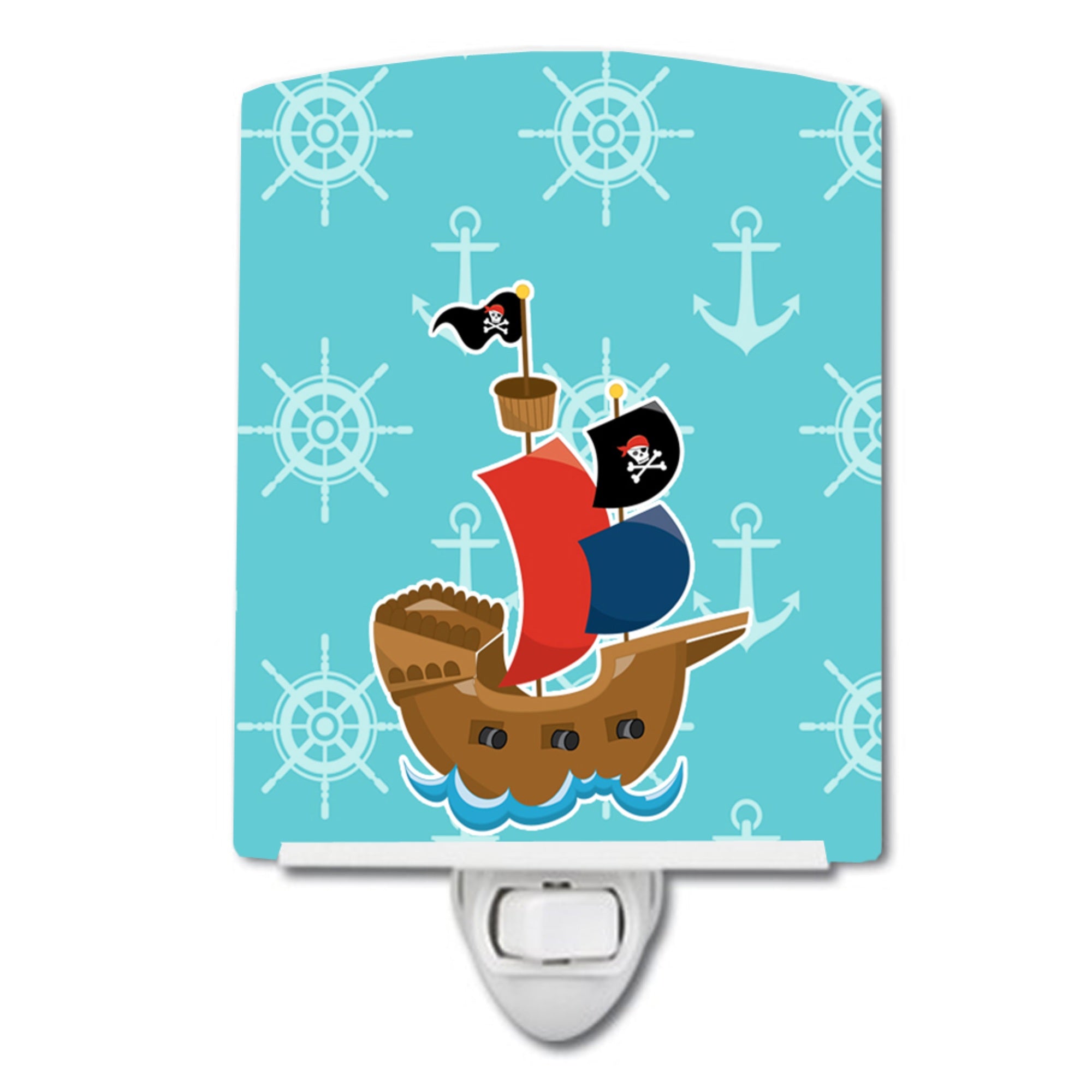  inchCarolines Treasures Pirate Ship Ceramic Night Light, Blue, 6 inch inch x 4 inch inch inch