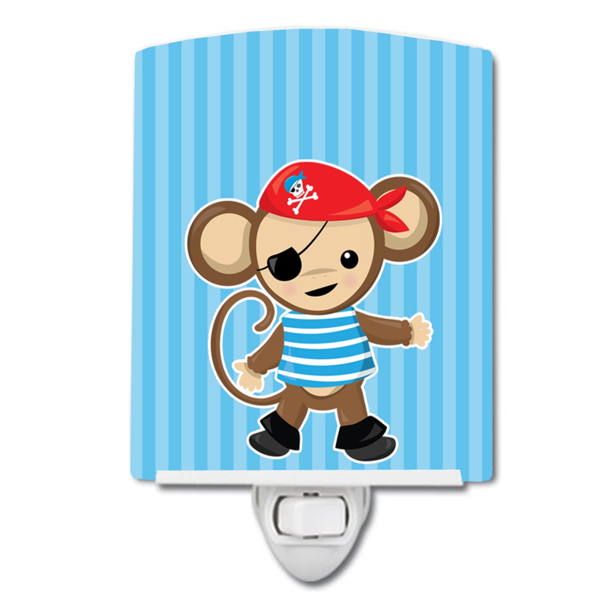  inchCarolines Treasures Pirate Monkey Ceramic Night Light, Blue, 6 inch inch x 4 inch inch inch