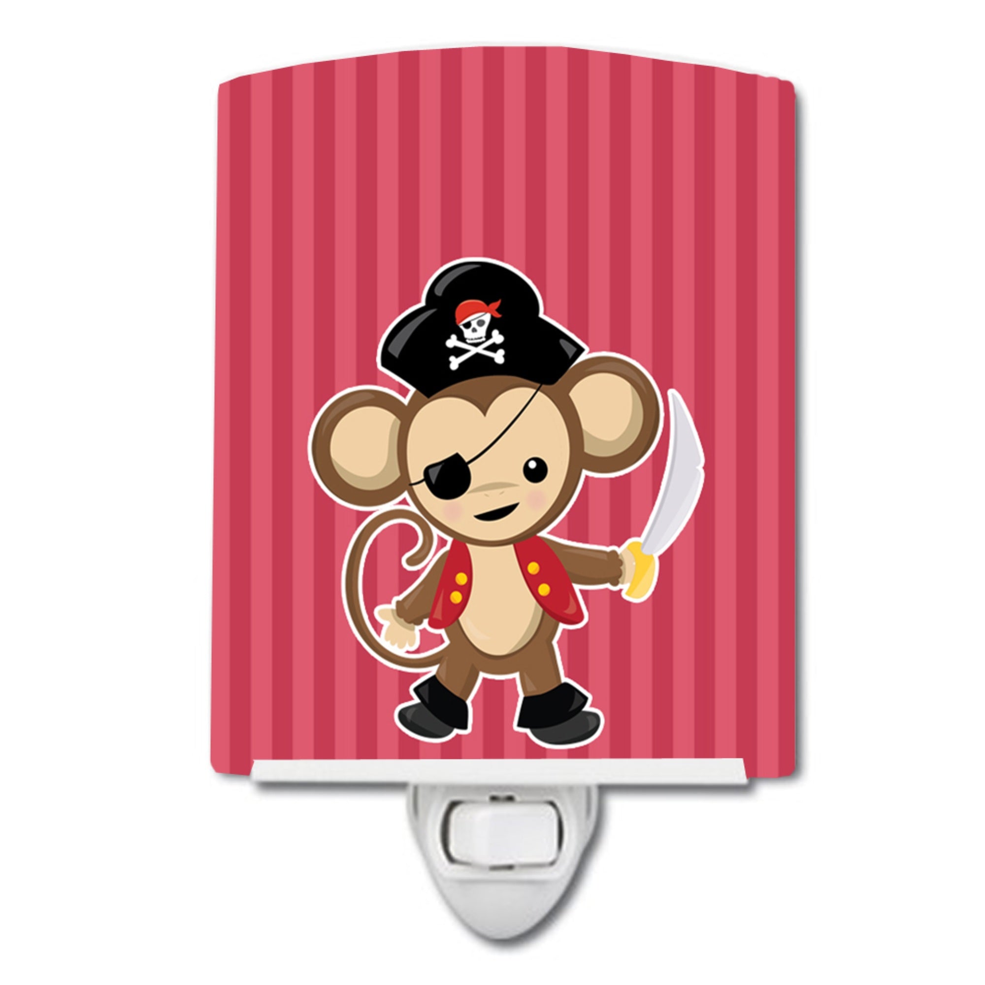  inchCarolines Treasures Pirate Monkey Ceramic Night Light, Red, 6 inch inch x 4 inch inch inch