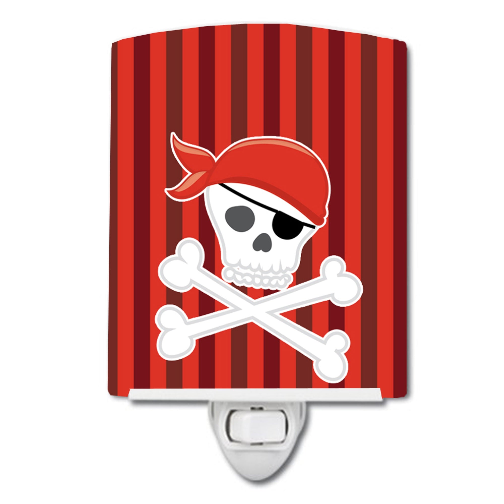  inchCarolines Treasures Pirate Skull and Cross Bones Ceramic Night Light, Red, 6 inch inch x 4 inch inch inch